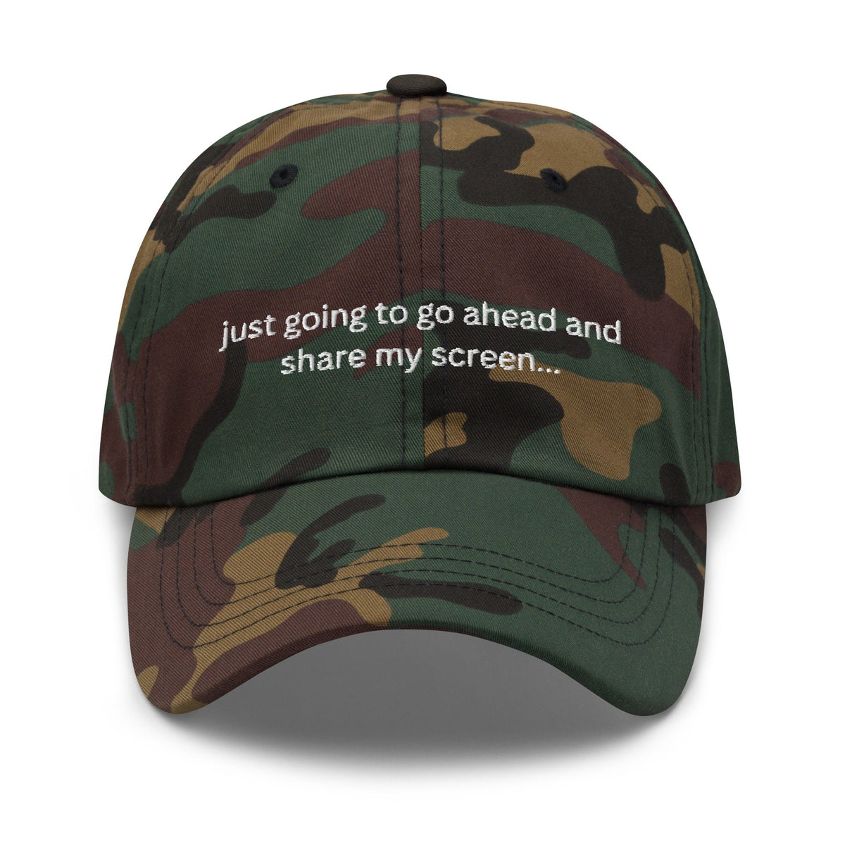 Screenshare Hat - Funny Work Hat - Corporate Humor - WFH - Cotton Embroidered Baseball Cap - Multiple Colors