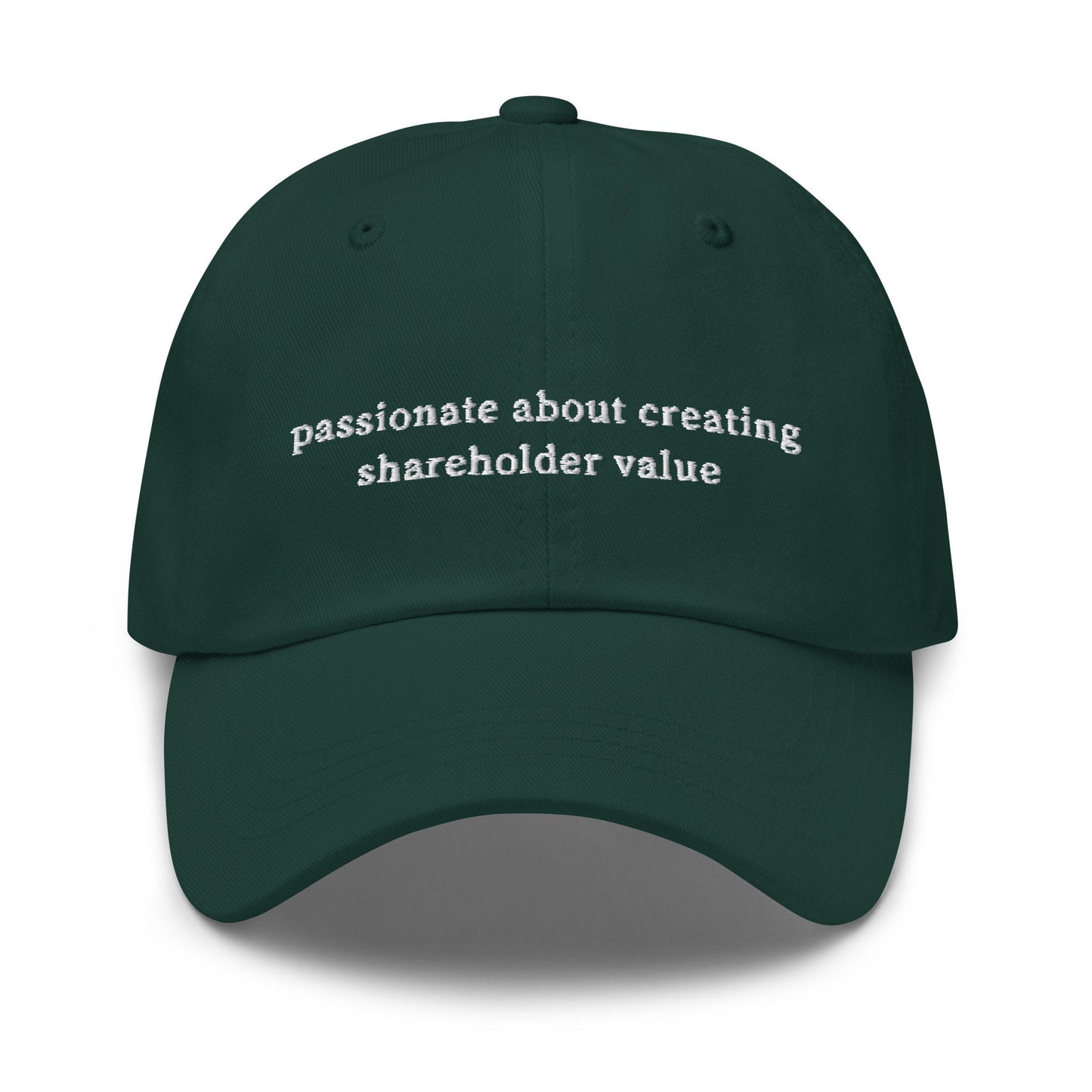 Shareholder Value Hat - Funny Work Gift - Office Humor -  Multiple Colors - Cotton Embroidered Baseball Cap