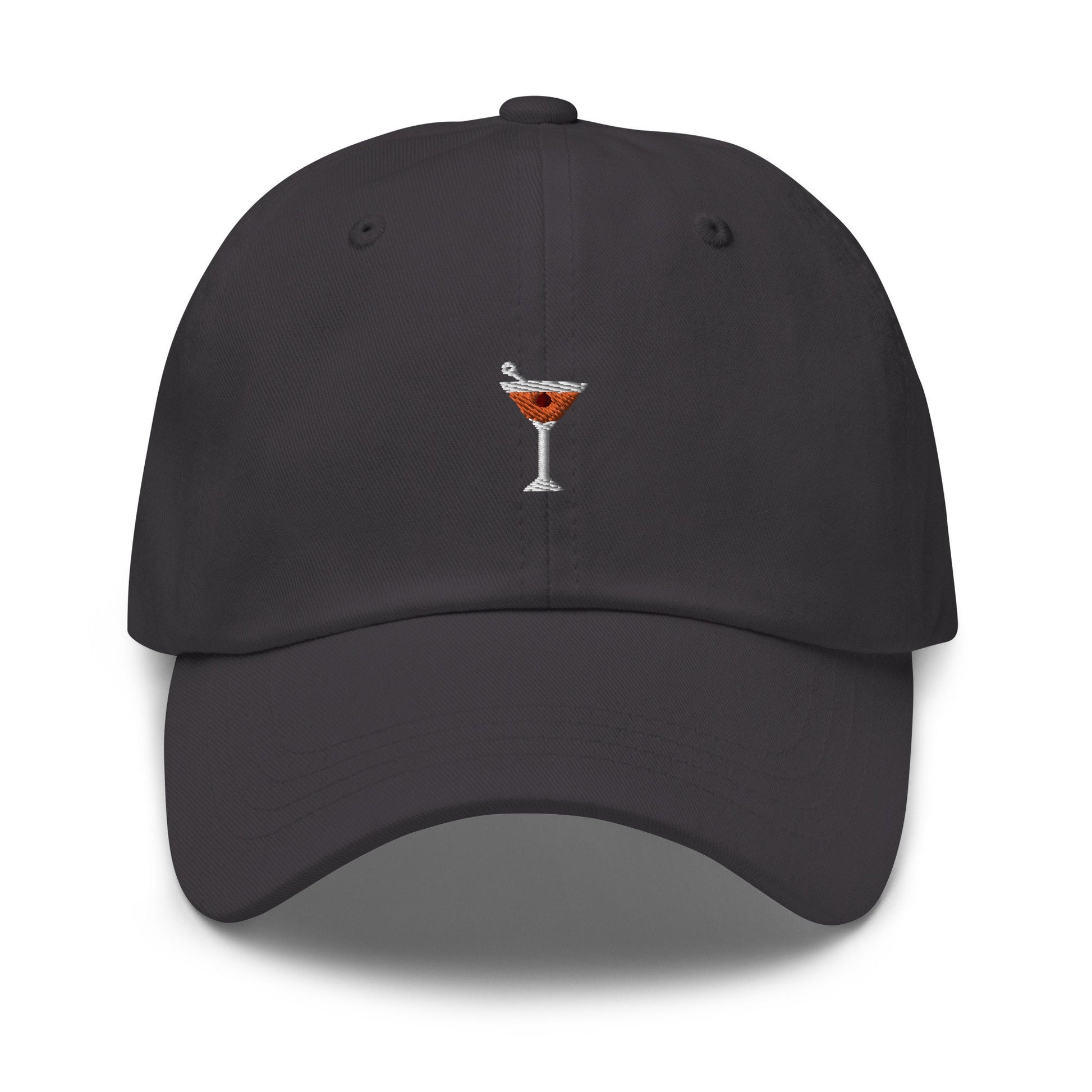 Manhattan Cocktail Dad Hat - Gift for whisky cherry vermouth cocktail lovers - Embroidered Cotton Baseball Cap - Multiple Colors