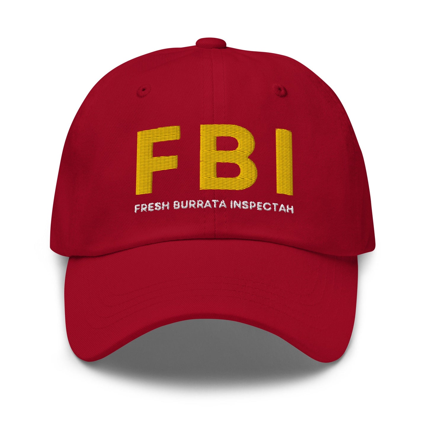 BURRATA Hat - Funny Italian Cheese Hat - Cotton Embroidered Baseball Cap - Multiple Colors