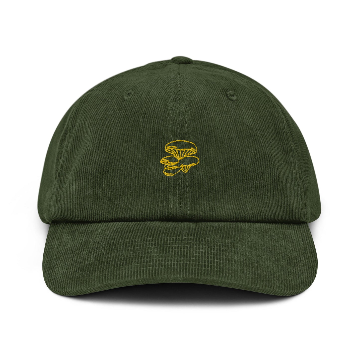 Oyster Mushroom Corduroy Hat - Gift for Fungus Lovers - Handmade Embroidered Cap