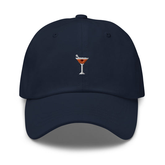 Manhattan Cocktail Dad Hat - Gift for whisky cherry vermouth cocktail lovers - Embroidered Cotton Baseball Cap - Multiple Colors