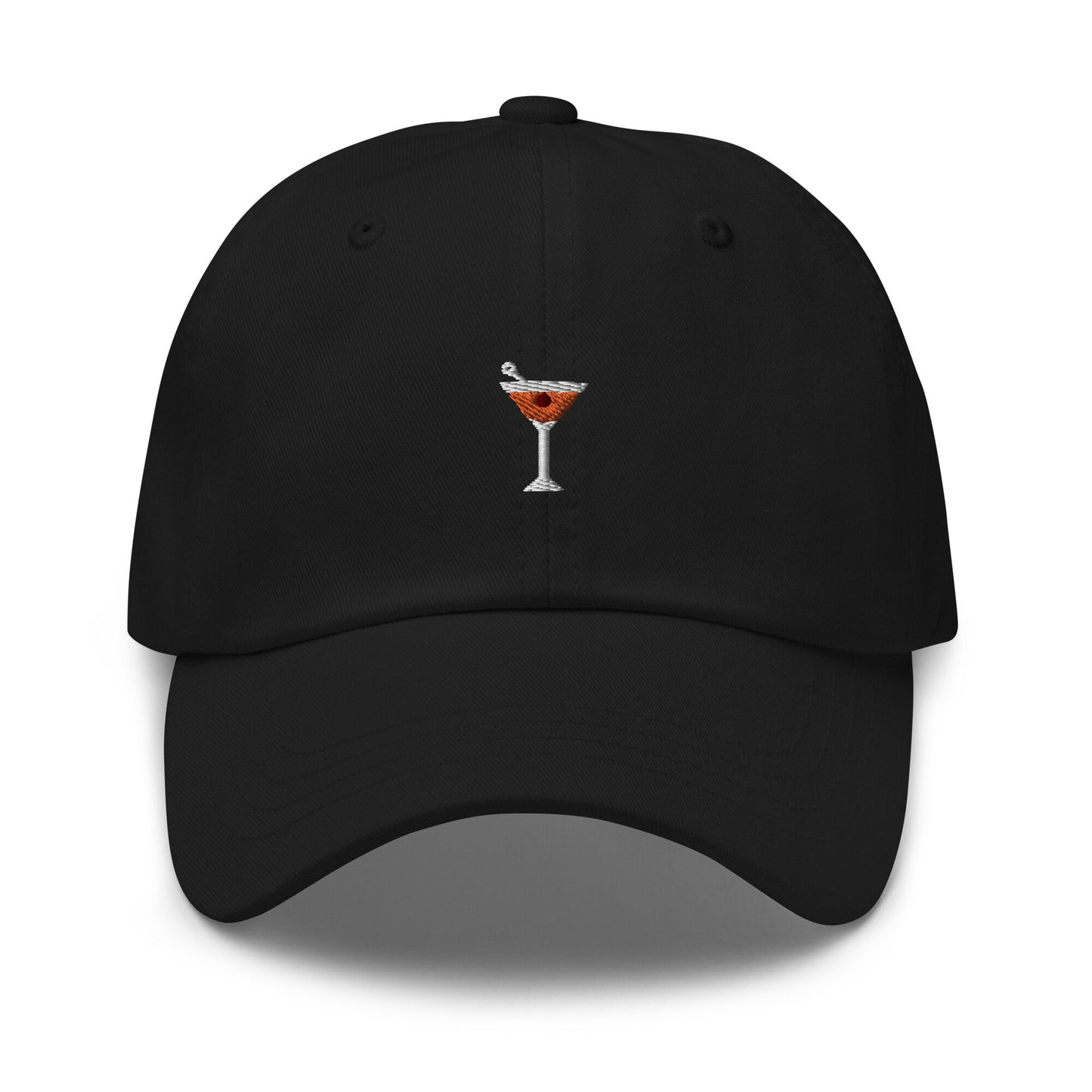 Manhattan Cocktail Dad Hat - Gift for whisky cherry vermouth cocktail lovers - Embroidered Cotton Baseball Cap - Multiple Colors