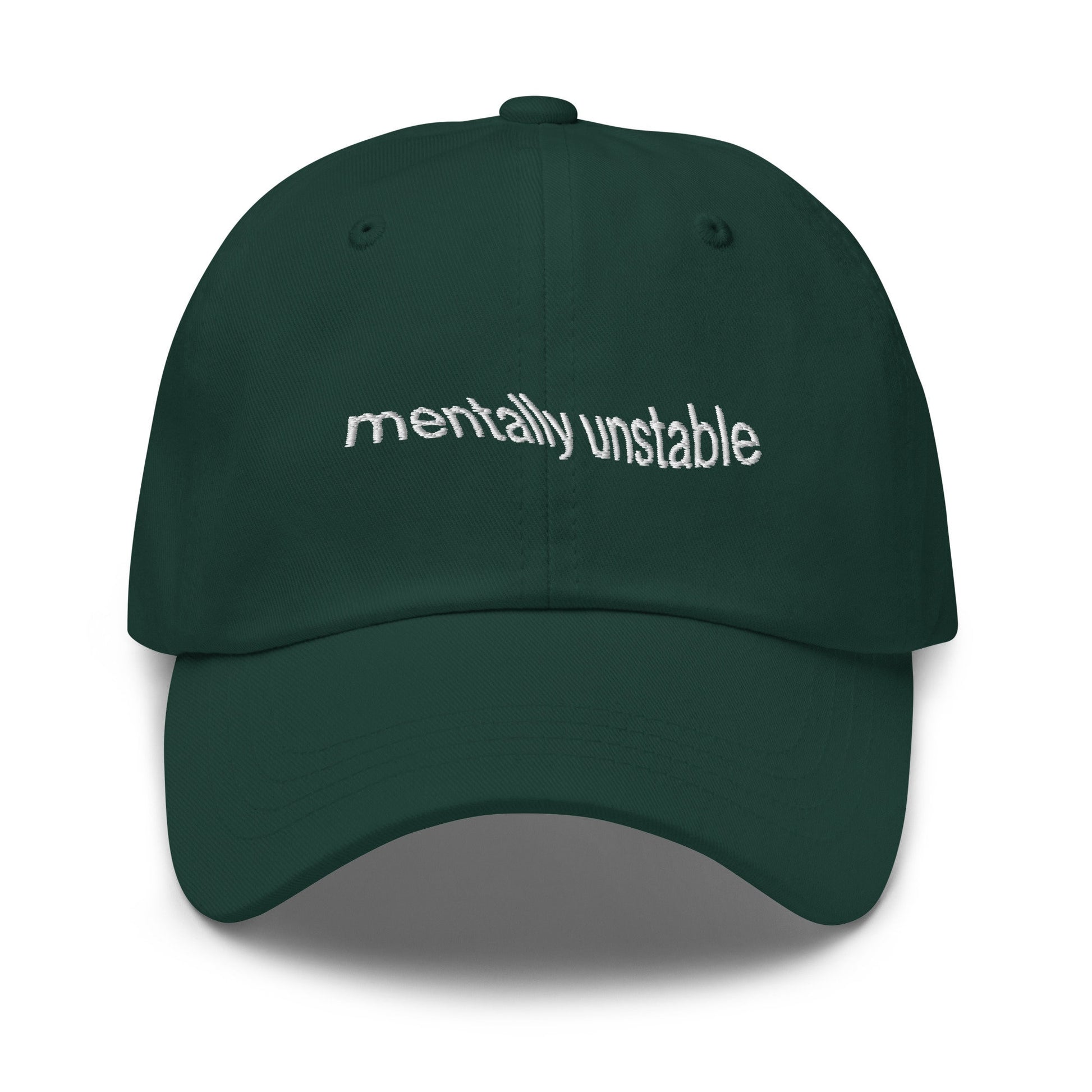 Mentally Unstable Dad Hat - gift for Mental Health Girlies & Therapy Stans - Handmade Embroidered Cotton Cap