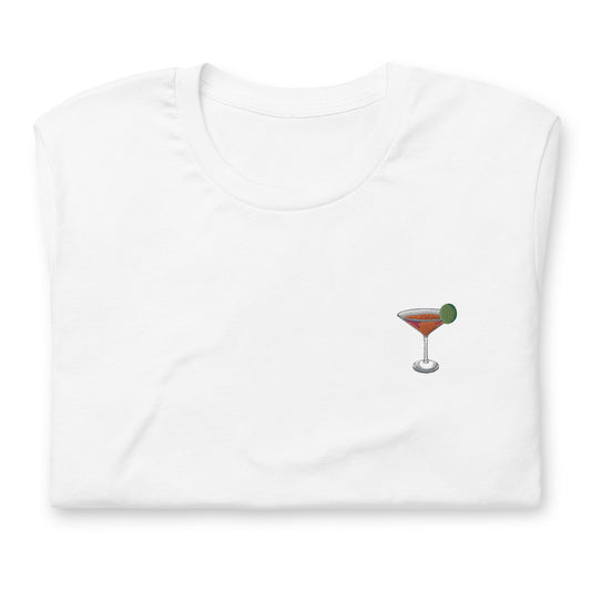 Cosmo T Shirt - Gift for Cosmopolitan Cocktail Lovers - Minimalist Embroidered Shirt - Multiple Colours
