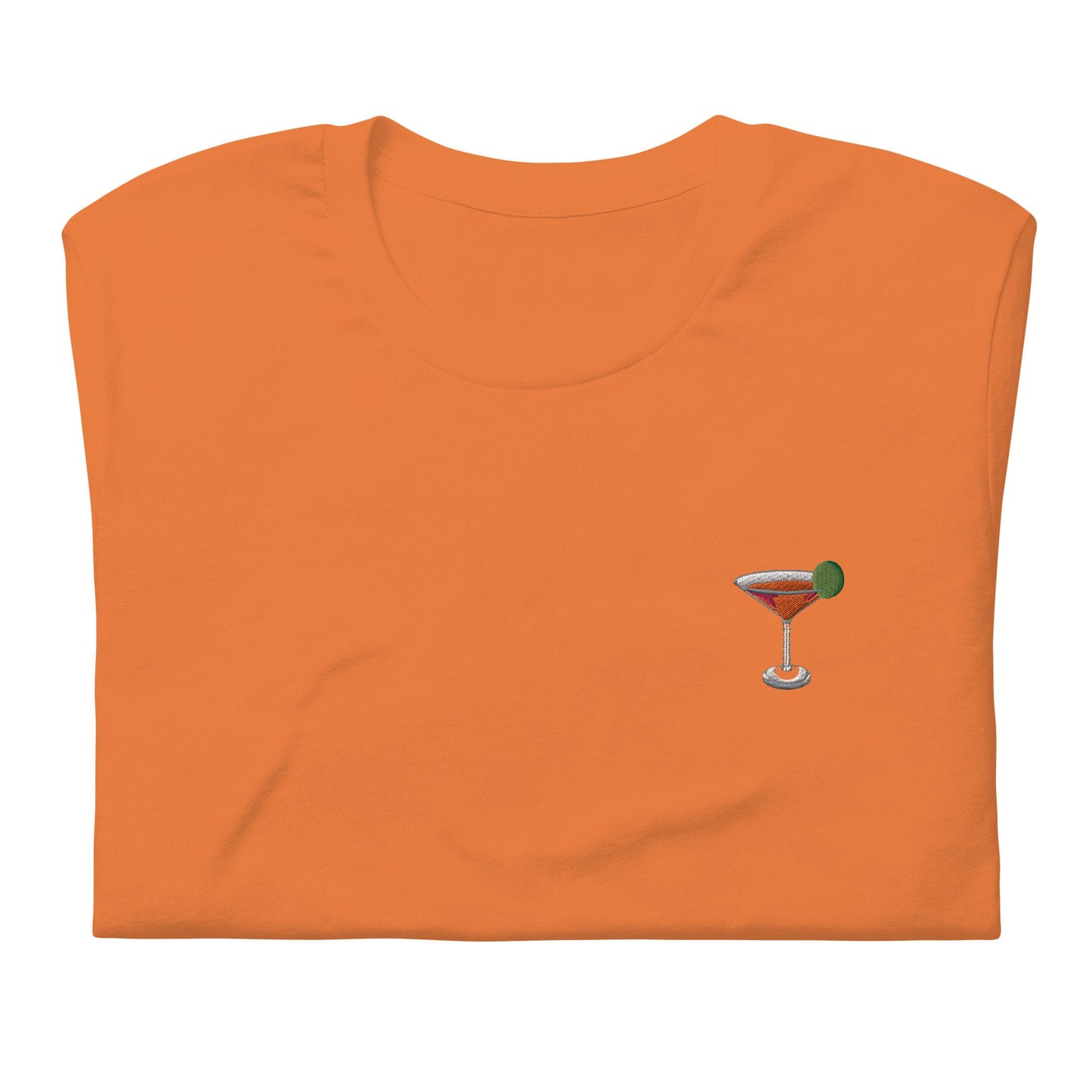 Cosmo T Shirt - Gift for Cosmopolitan Cocktail Lovers - Minimalist Embroidered Shirt - Multiple Colours
