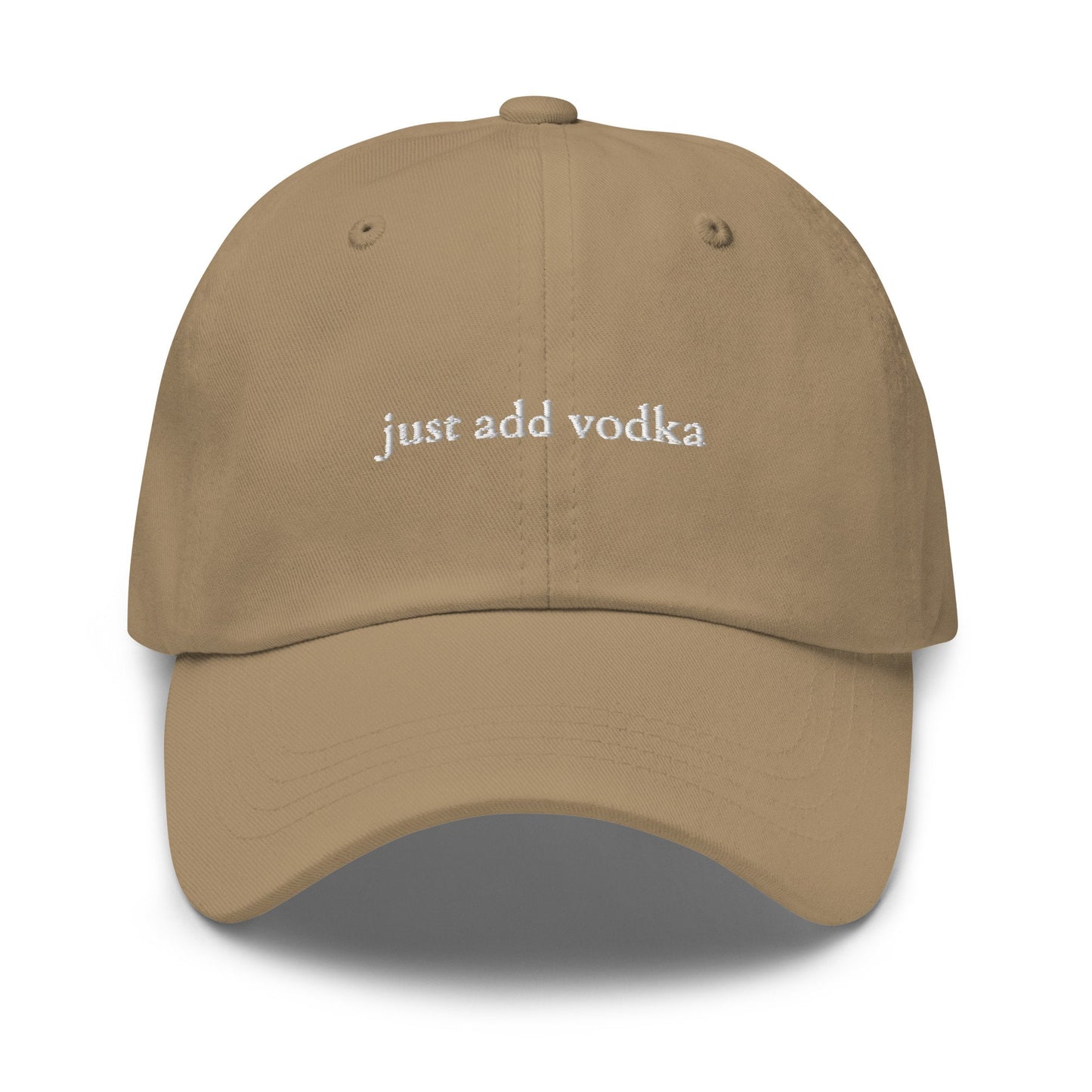 Just Add Vodka Hat - Gift for Vodka Shot & Soda Lovers - Embroidered Cotton Hat - Multiple colors