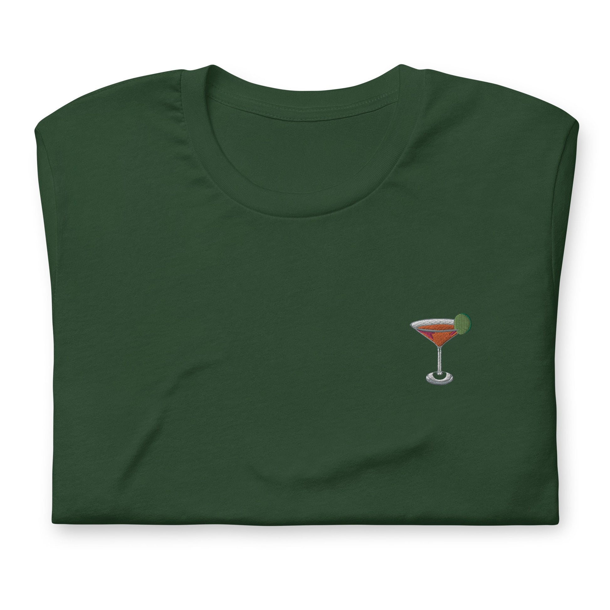 Cosmo T Shirt - Gift for Cosmopolitan Cocktail Lovers - Minimalist Embroidered Shirt - Multiple Colours