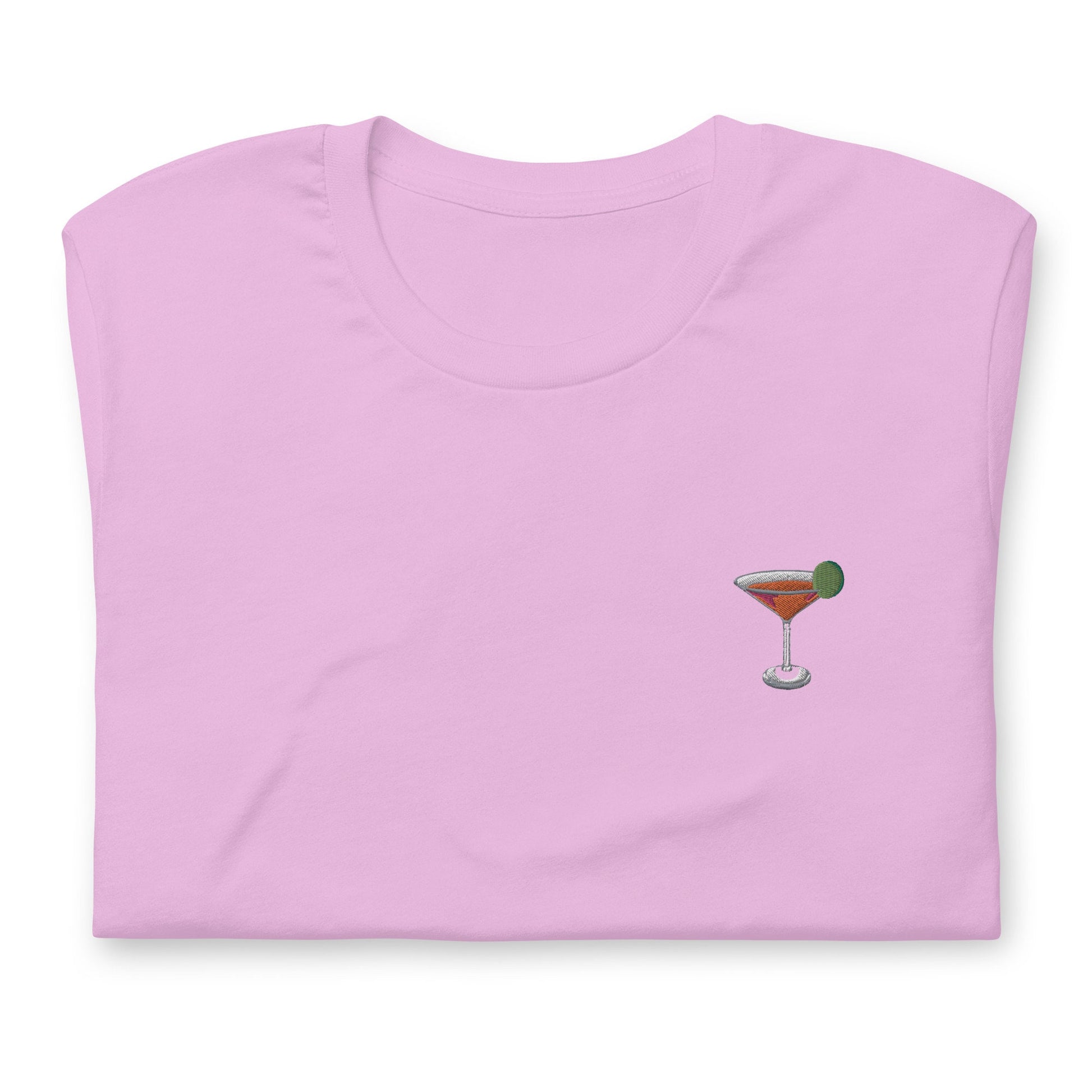 Cosmo T Shirt - Gift for Cosmopolitan Cocktail Lovers - Minimalist Embroidered Shirt - Multiple Colours