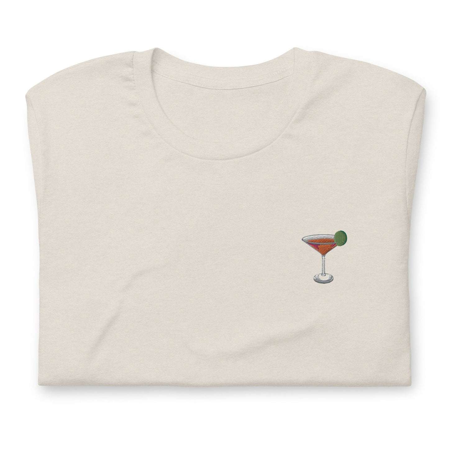 Cosmo T Shirt - Gift for Cosmopolitan Cocktail Lovers - Minimalist Embroidered Shirt - Multiple Colours