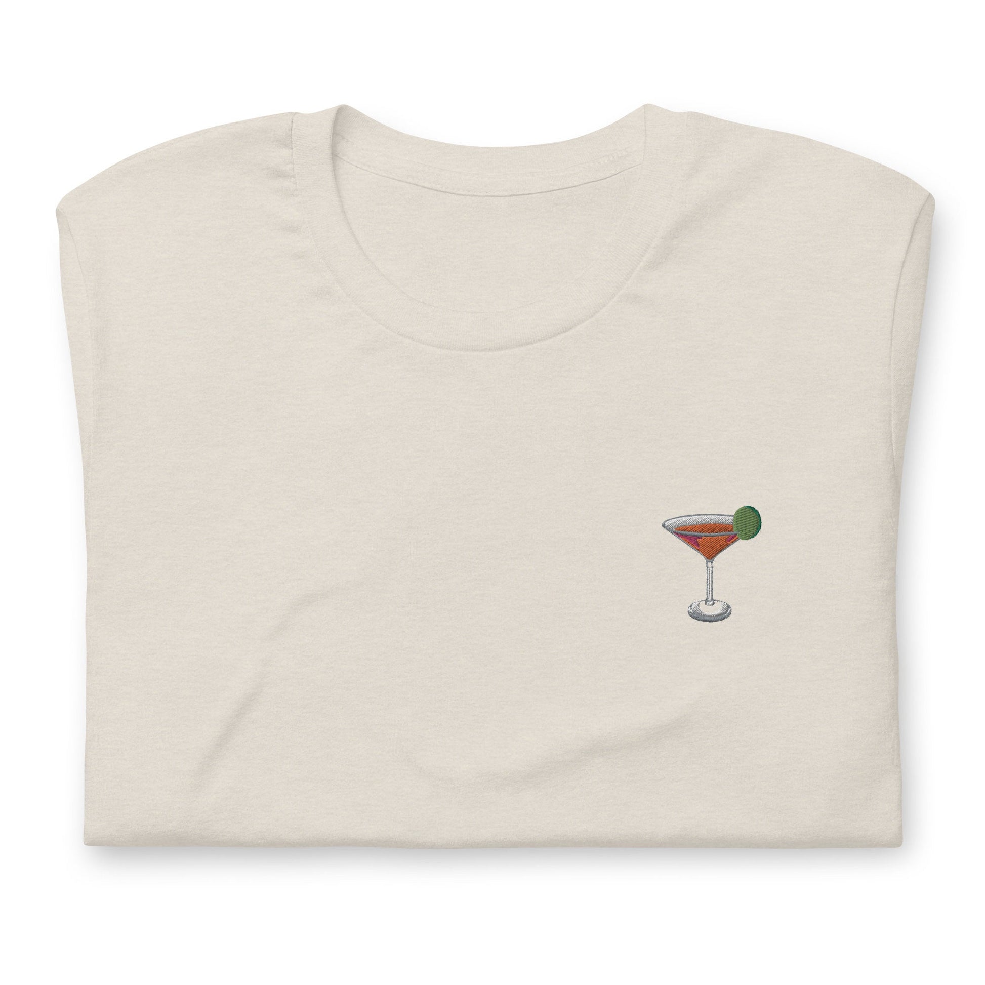 Cosmo T Shirt - Gift for Cosmopolitan Cocktail Lovers - Minimalist Embroidered Shirt - Multiple Colours