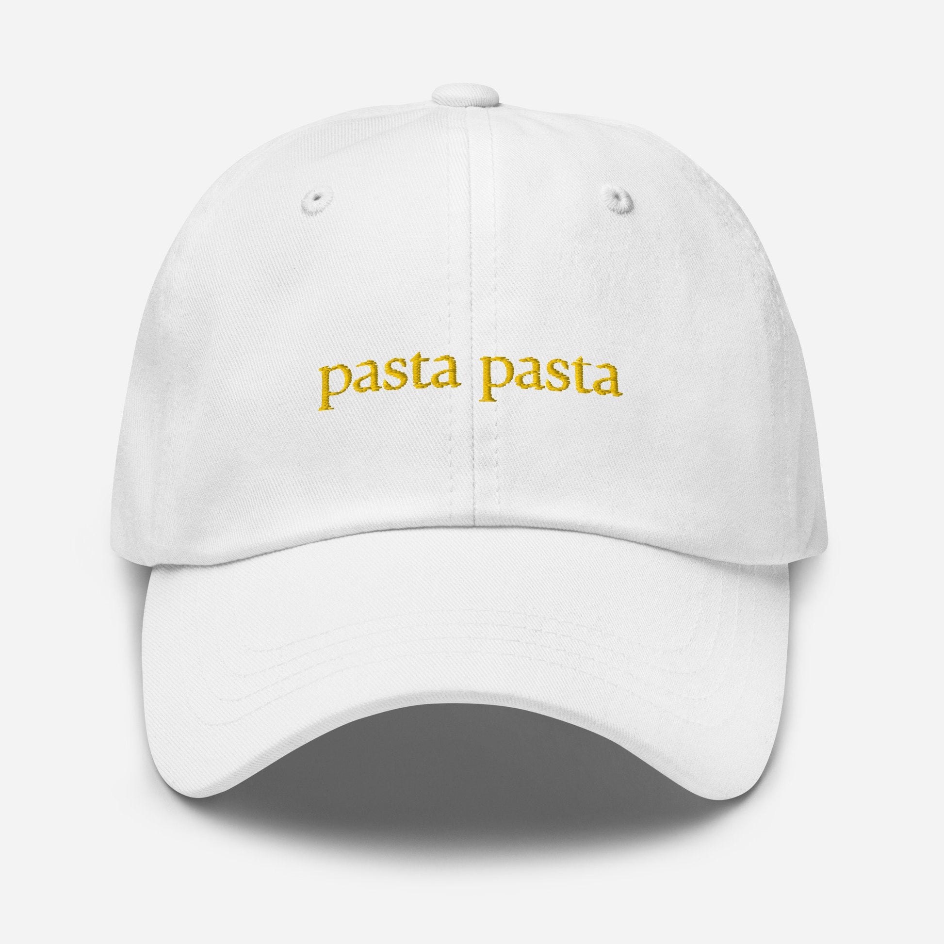 Pasta Hat - Italian Pasta Lovers - Pass the Pasta - Olive Oil and Garlic - Embroidered Cotton Hat - Multiple Colors