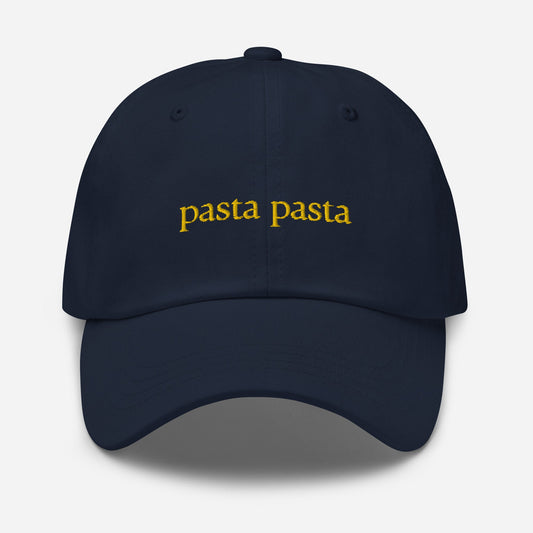 Pasta Hat - Italian Pasta Lovers - Pass the Pasta - Olive Oil and Garlic -  Embroidered Cotton Hat - Multiple Colors