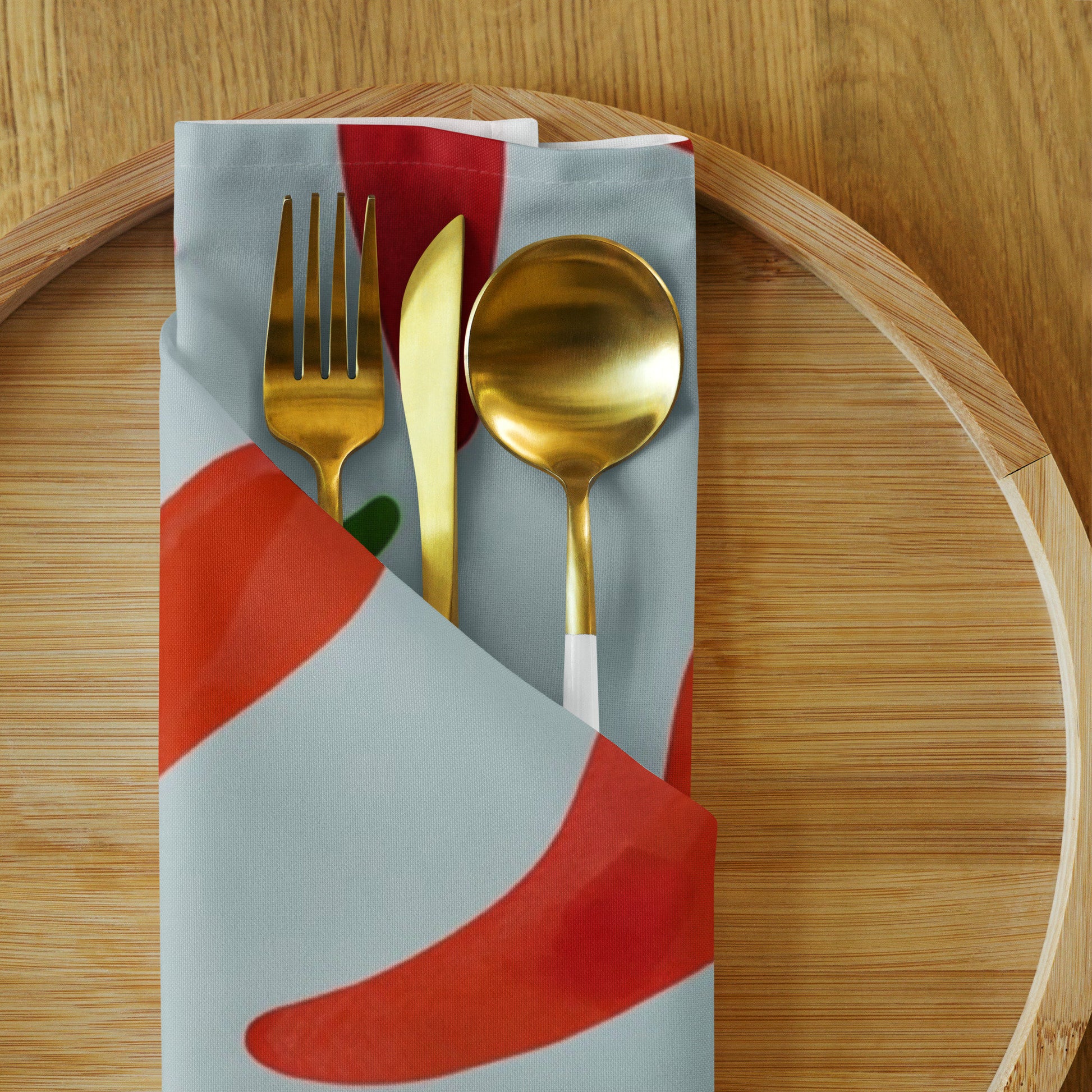 Pasta Dinner Napkins - Cloth Napkin set - Abstract Pasta, Basil, Tomato, and Peperoncino