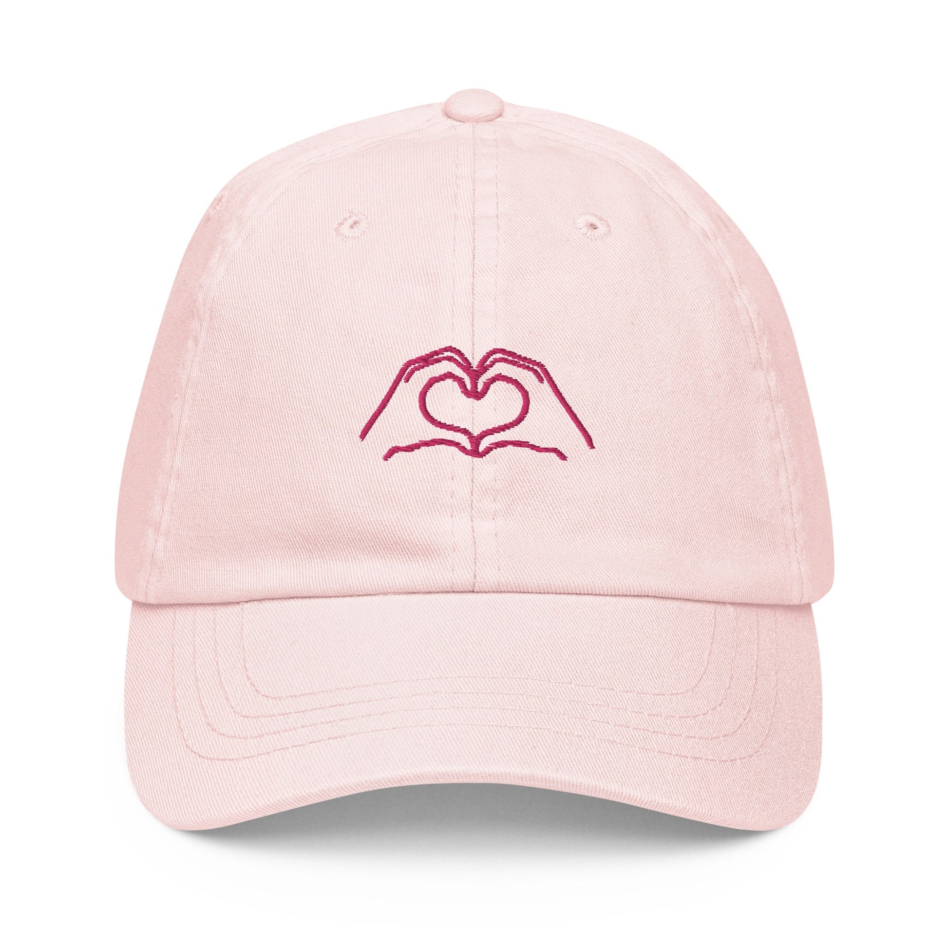 Heart Hands Hat - Cute Gift For Best Friend- Cotton Embroidered Cap - Pastel Color Options