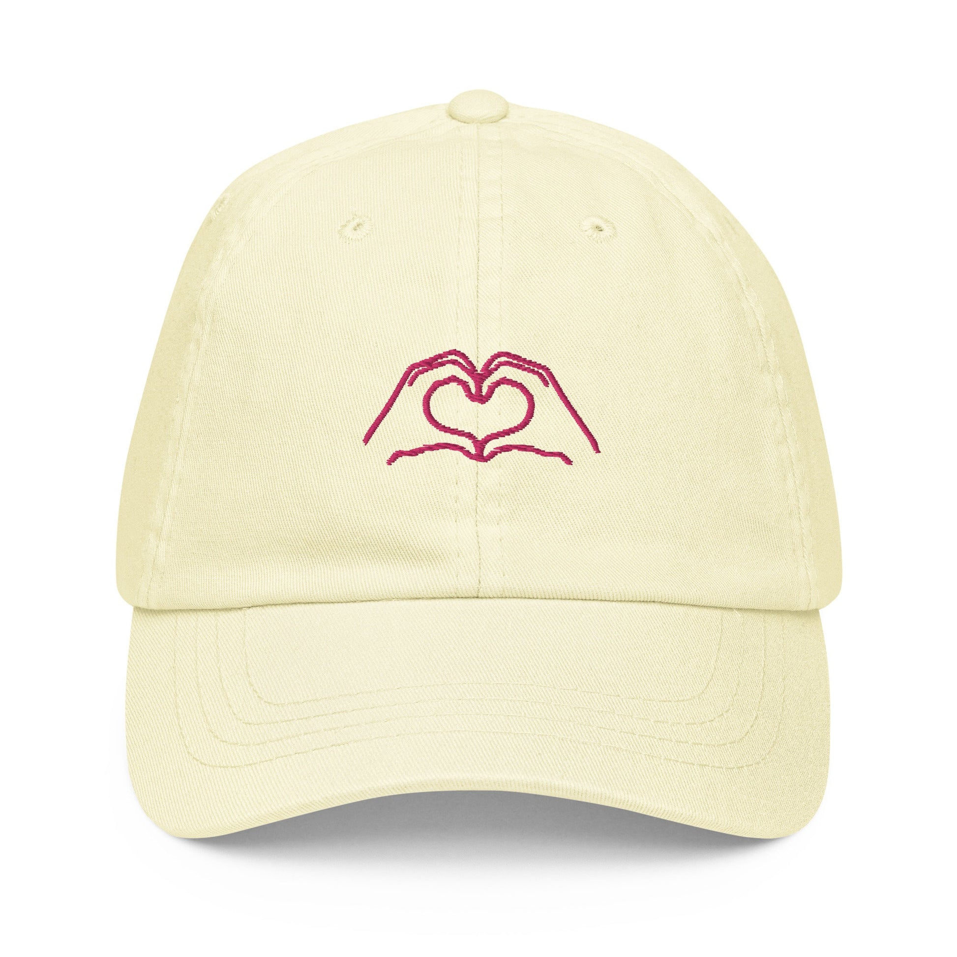 Heart Hands Hat - Cute Gift For Best Friend- Cotton Embroidered Cap - Pastel Color Options