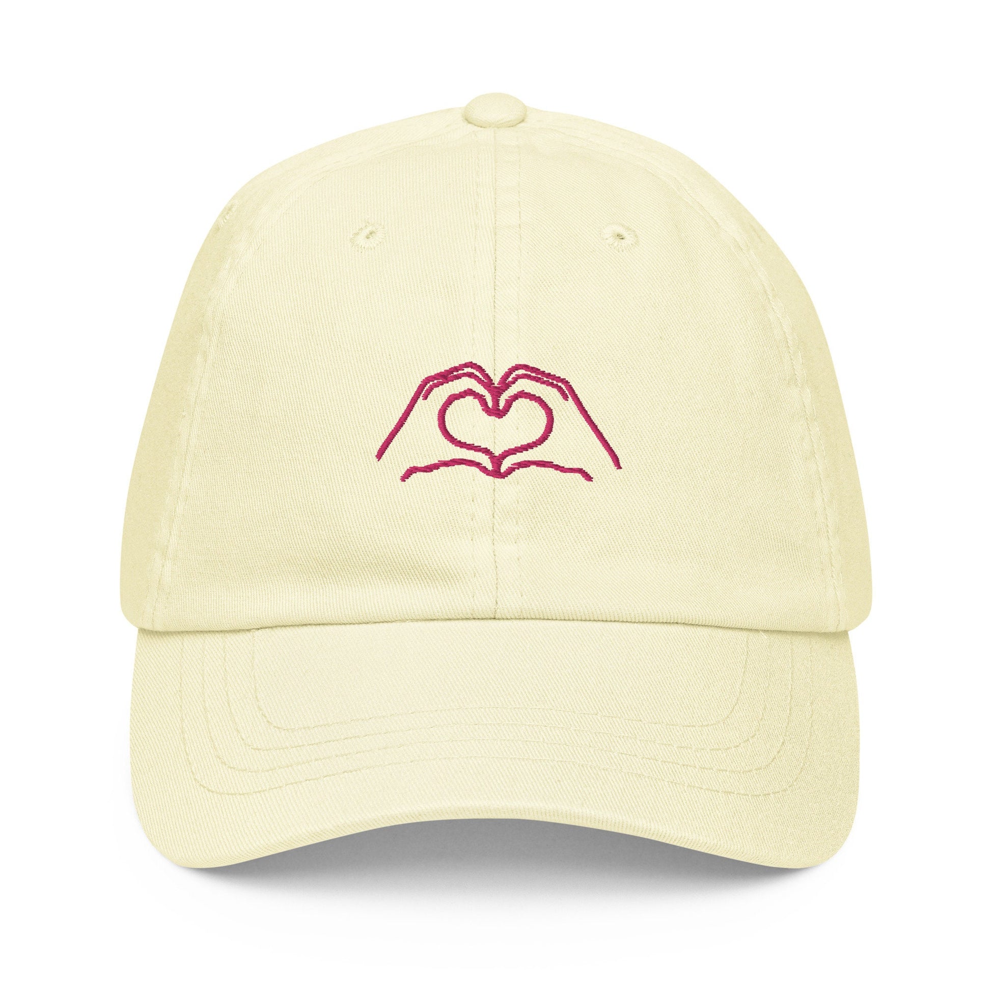 Heart Hands Hat - Cute Gift For Best Friend- Cotton Embroidered Cap - Pastel Color Options