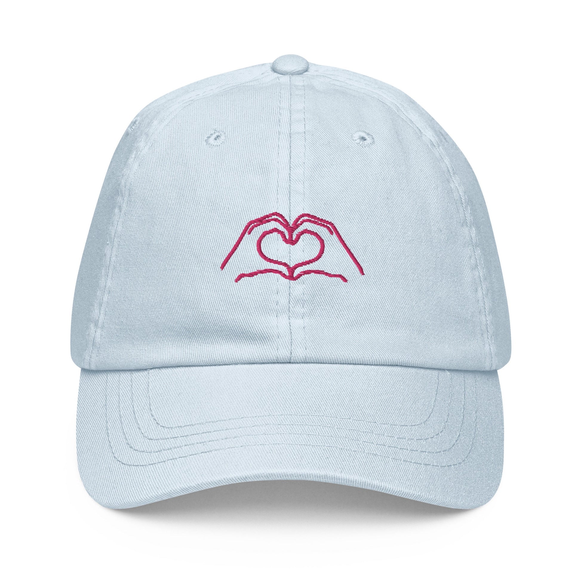 Heart Hands Hat - Cute Gift For Best Friend- Cotton Embroidered Cap - Pastel Color Options