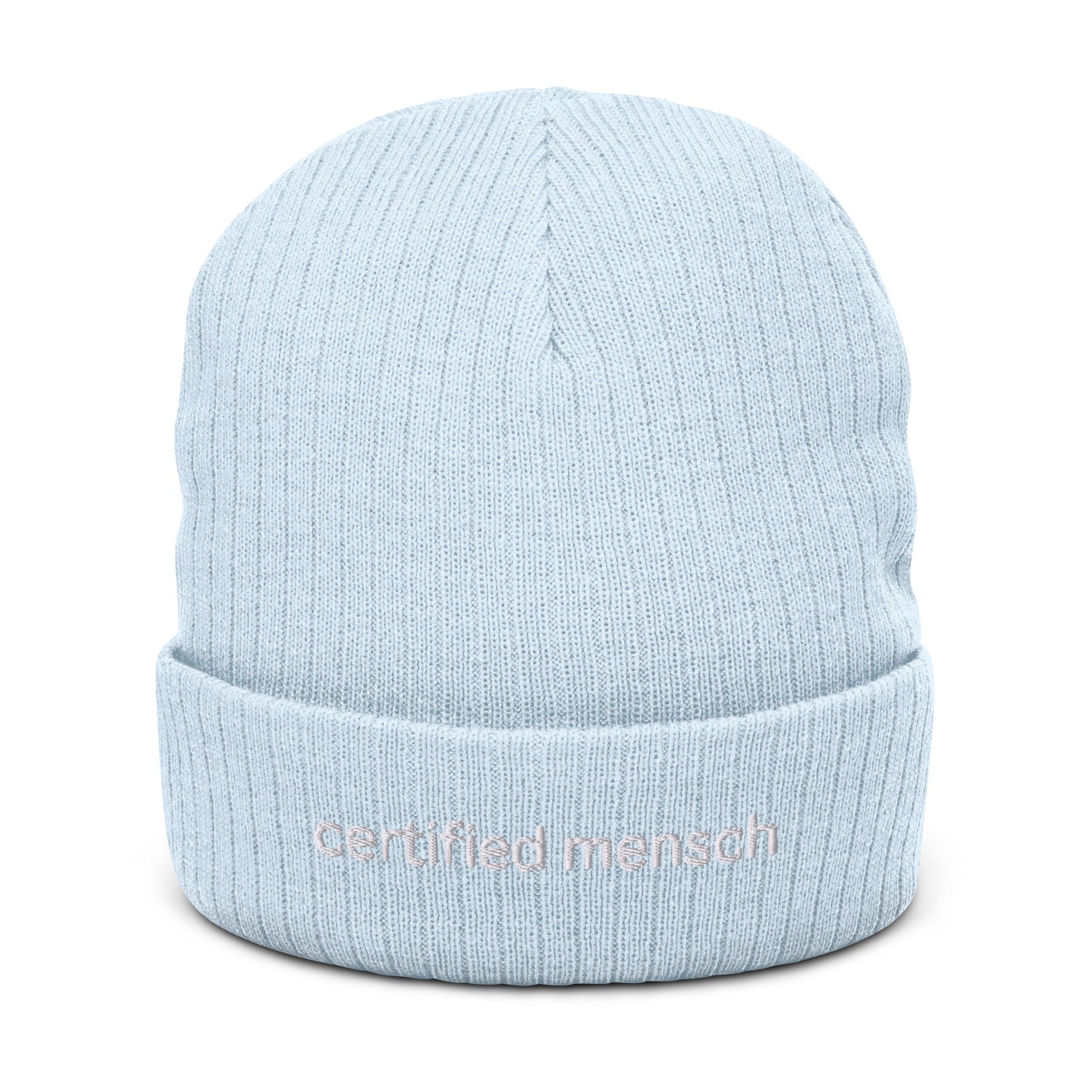 Mensch Beanie - Funny Jewish Gift - GOATED - Minimalist Cotton Embroidery - Multiple Colors