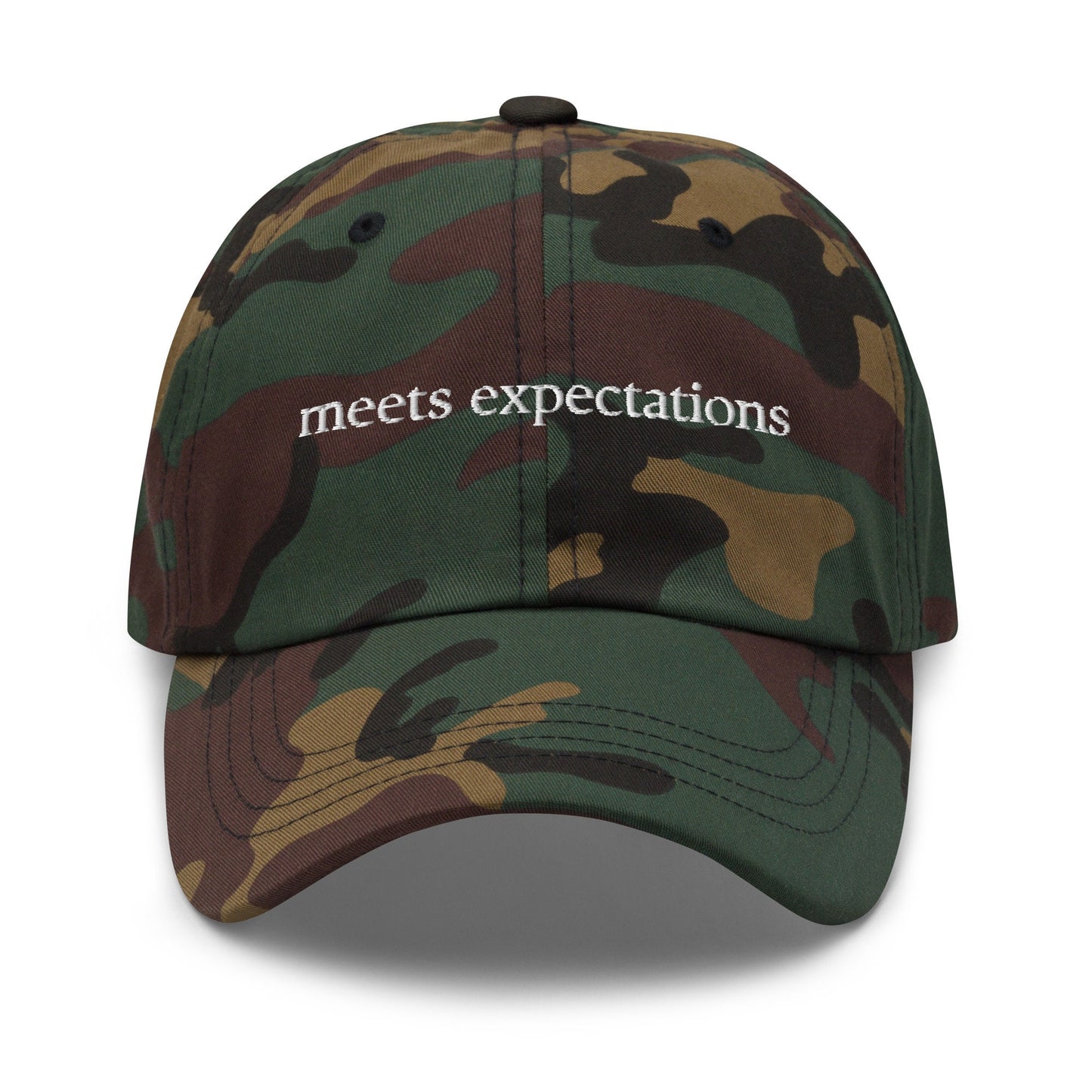 Meets Expectations Hat - Embrace Mediocrity - Performance Review - Multiple colors - Embroidered Minimalist Design - Low Profile Dad Fit