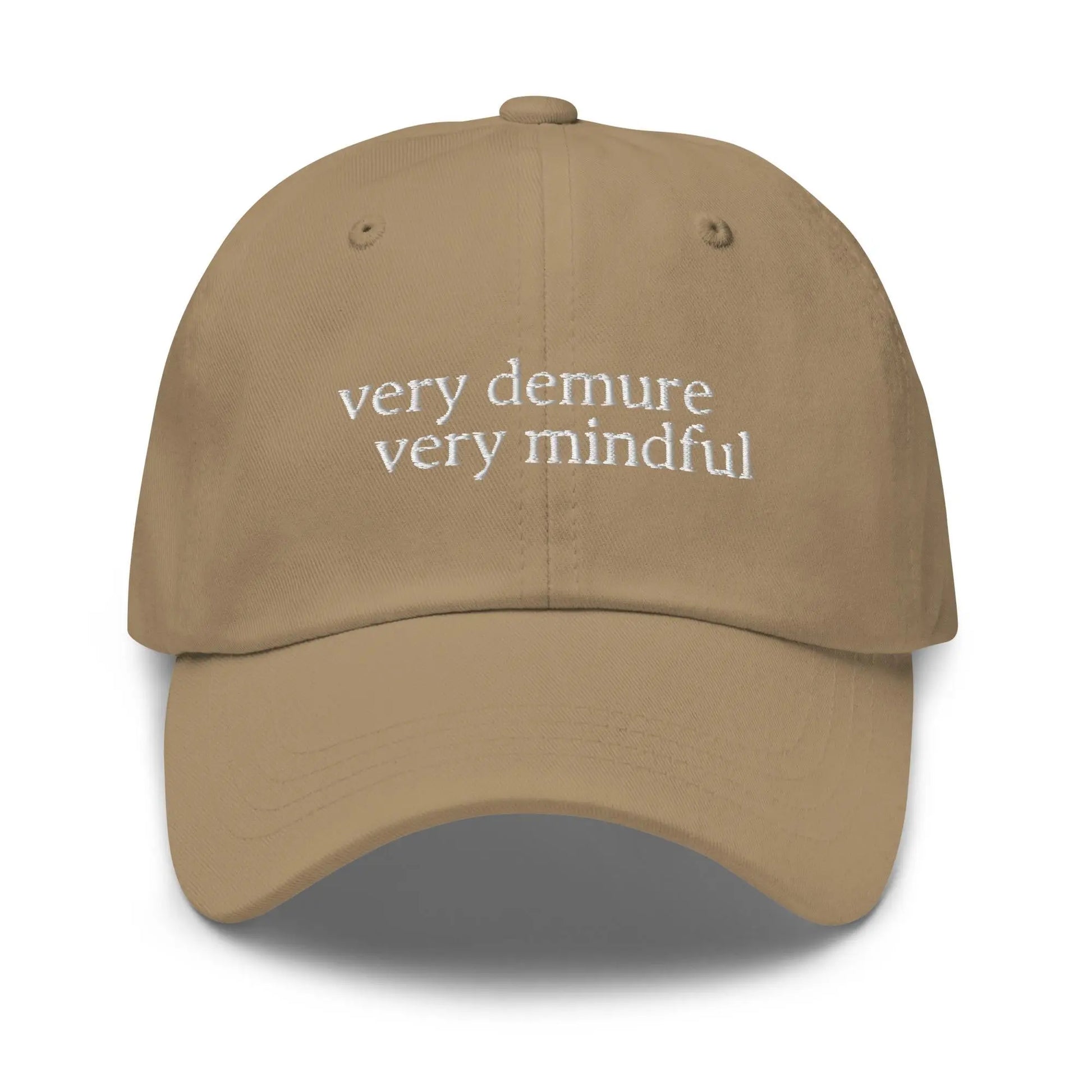 Very Demure hat - Very Demure, Very Mindful - Cotton Embroidered Minimalism - Multiple Colors