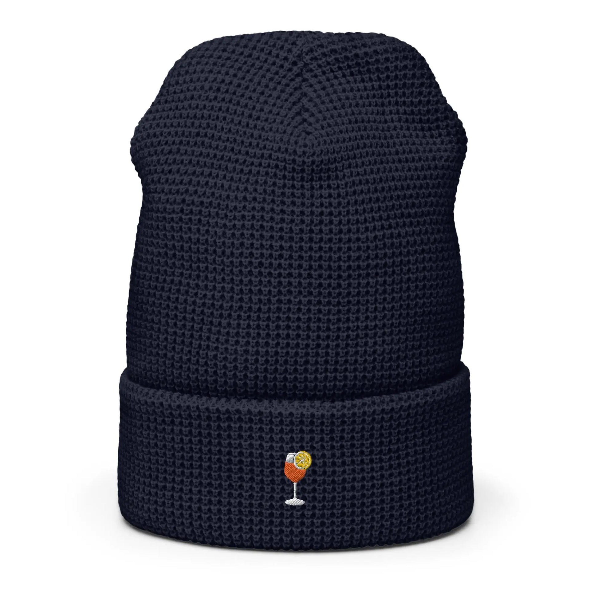 Aperol Spritz Beanie - Trendy Cocktail Merch - Minimalist Embroidered Cotton Waffle Hat