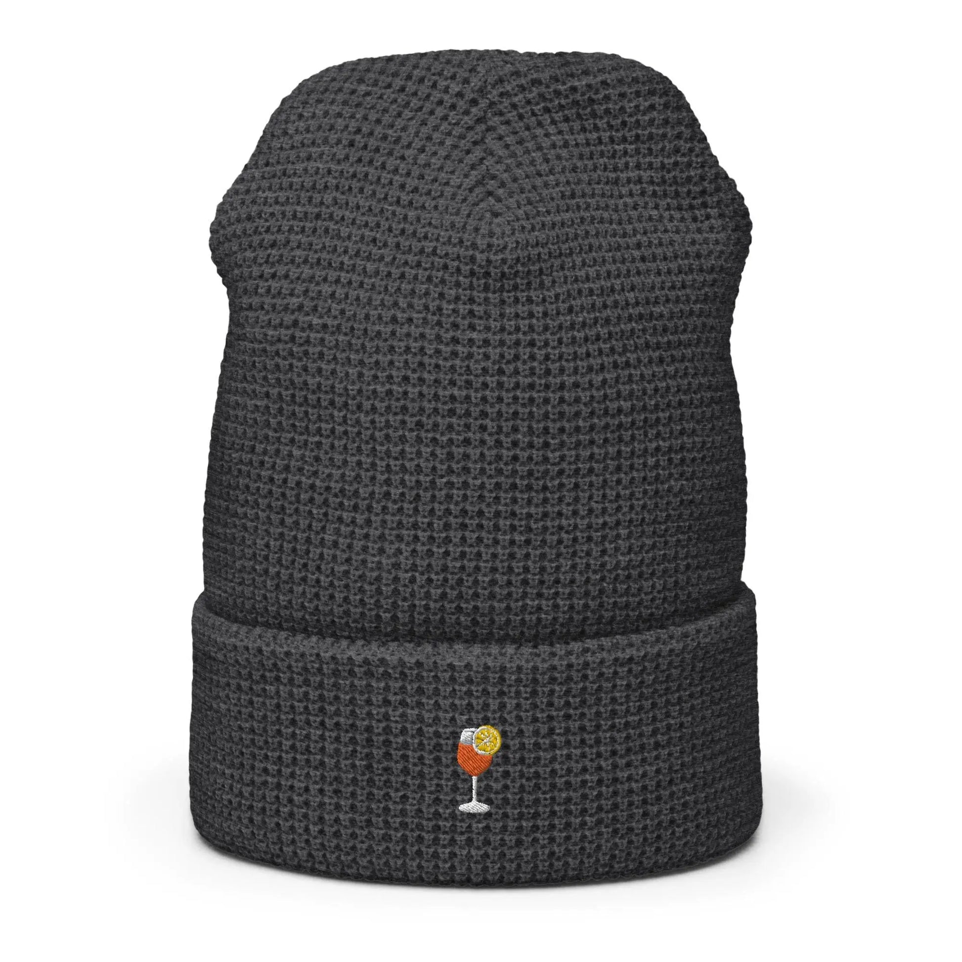 Aperol Spritz Beanie - Trendy Cocktail Merch - Minimalist Embroidered Cotton Waffle Hat