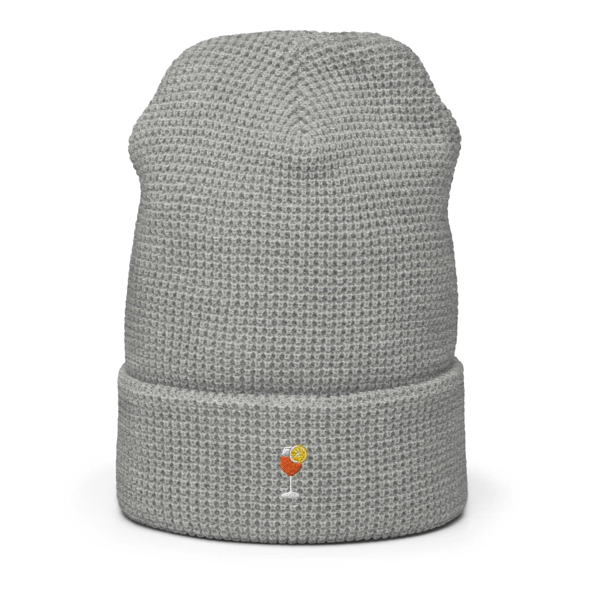 Aperol Spritz Beanie - Trendy Cocktail Merch - Minimalist Embroidered Cotton Waffle Hat