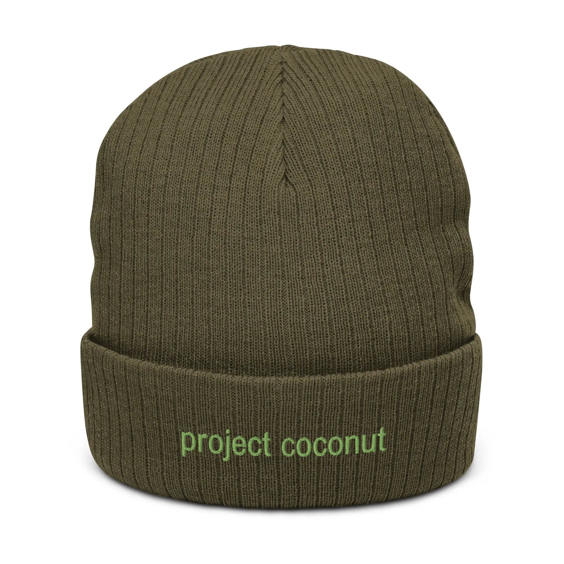 Project Coconut Beanie - Multiple colors - Embroidered Minimalist Inverted Design - Cotton Embroidered Knit Hat