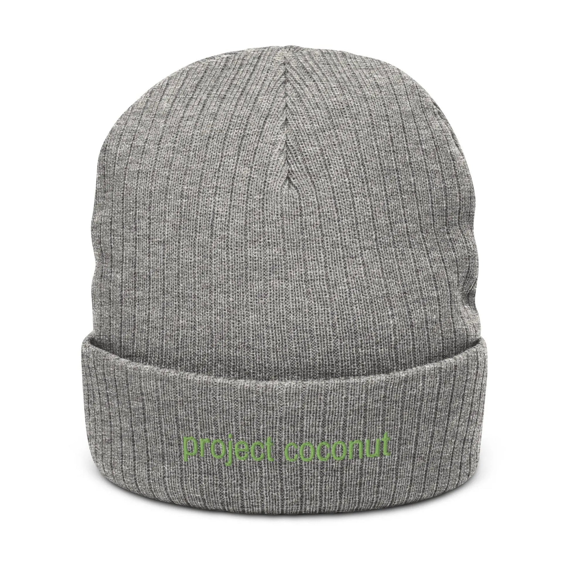 Project Coconut Beanie - Multiple colors - Embroidered Minimalist Inverted Design - Cotton Embroidered Knit Hat