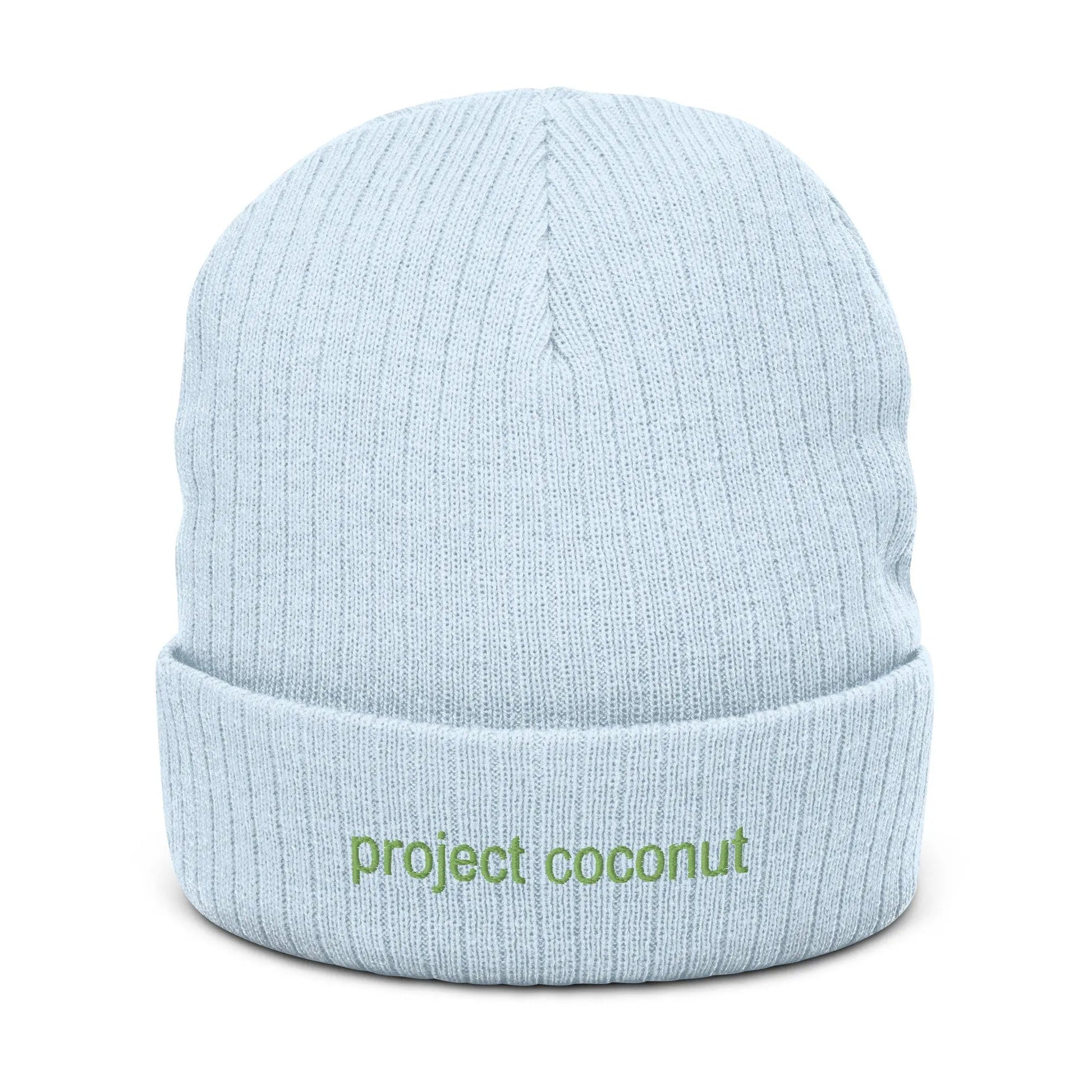 Project Coconut Beanie - Multiple colors - Embroidered Minimalist Inverted Design - Cotton Embroidered Knit Hat