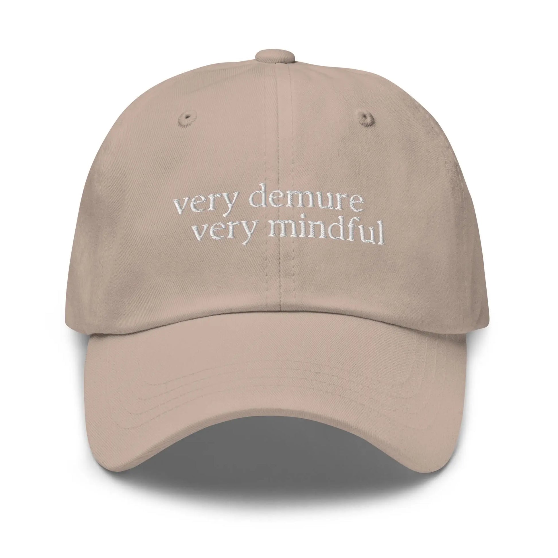 Very Demure hat - Very Demure, Very Mindful - Cotton Embroidered Minimalism - Multiple Colors