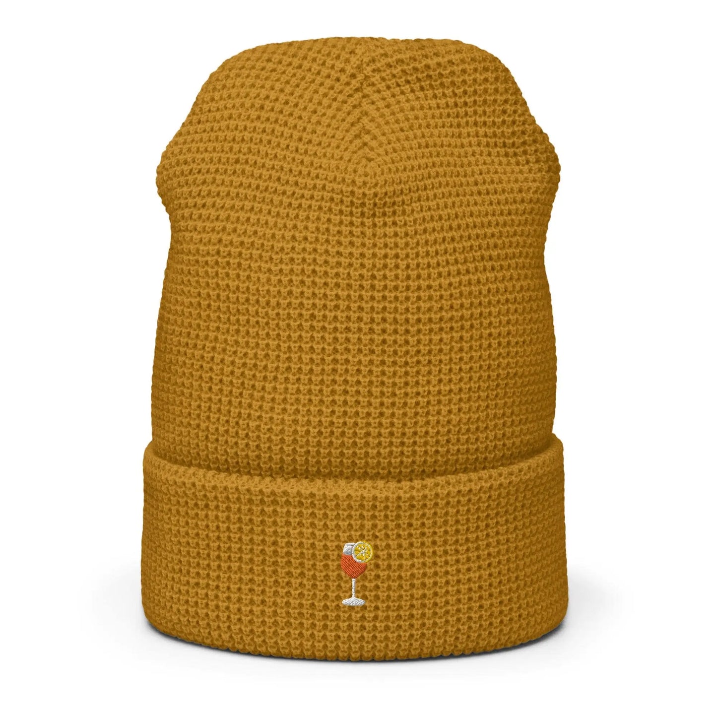 Aperol Spritz Beanie - Trendy Cocktail Merch - Minimalist Embroidered Cotton Waffle Hat