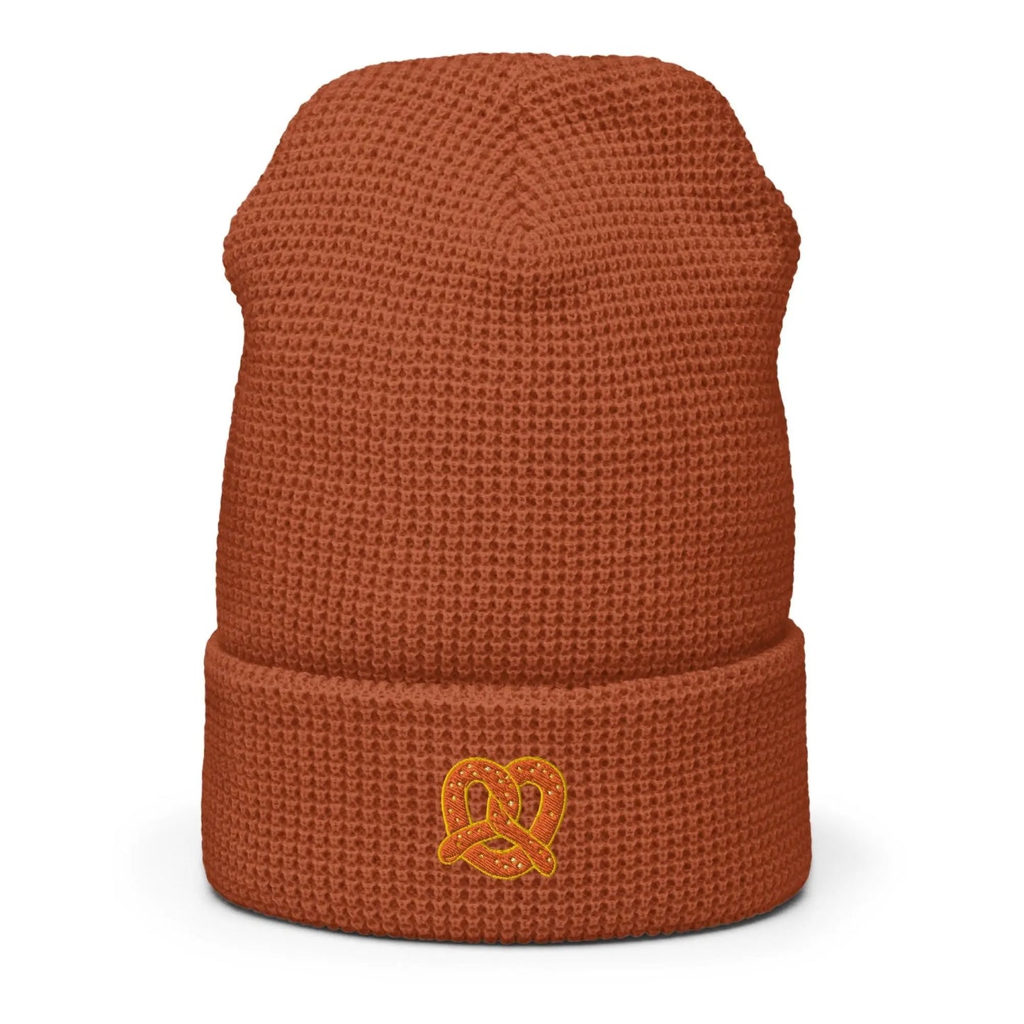 Pretzel Hat - Cute Twisted Gift - Minimalist Embroidered Waffle Beanie - Multiple Colours