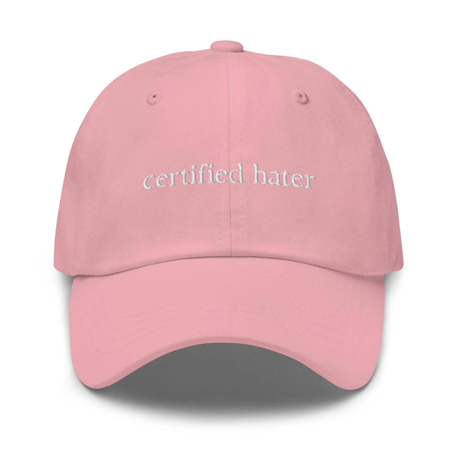 Certified Hater Hat - Funny Gift - Cotton Embroidered Baseball Cap - Multiple Colors