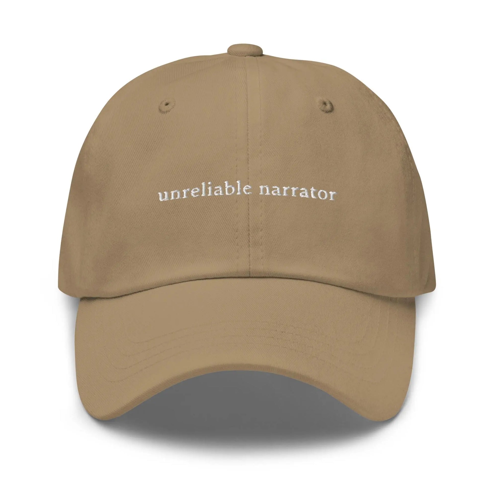 Unreliable Narrator Hat - Gift for Book Nerds and Readers -Cotton Embroidered Dad Cap - Multiple Colors