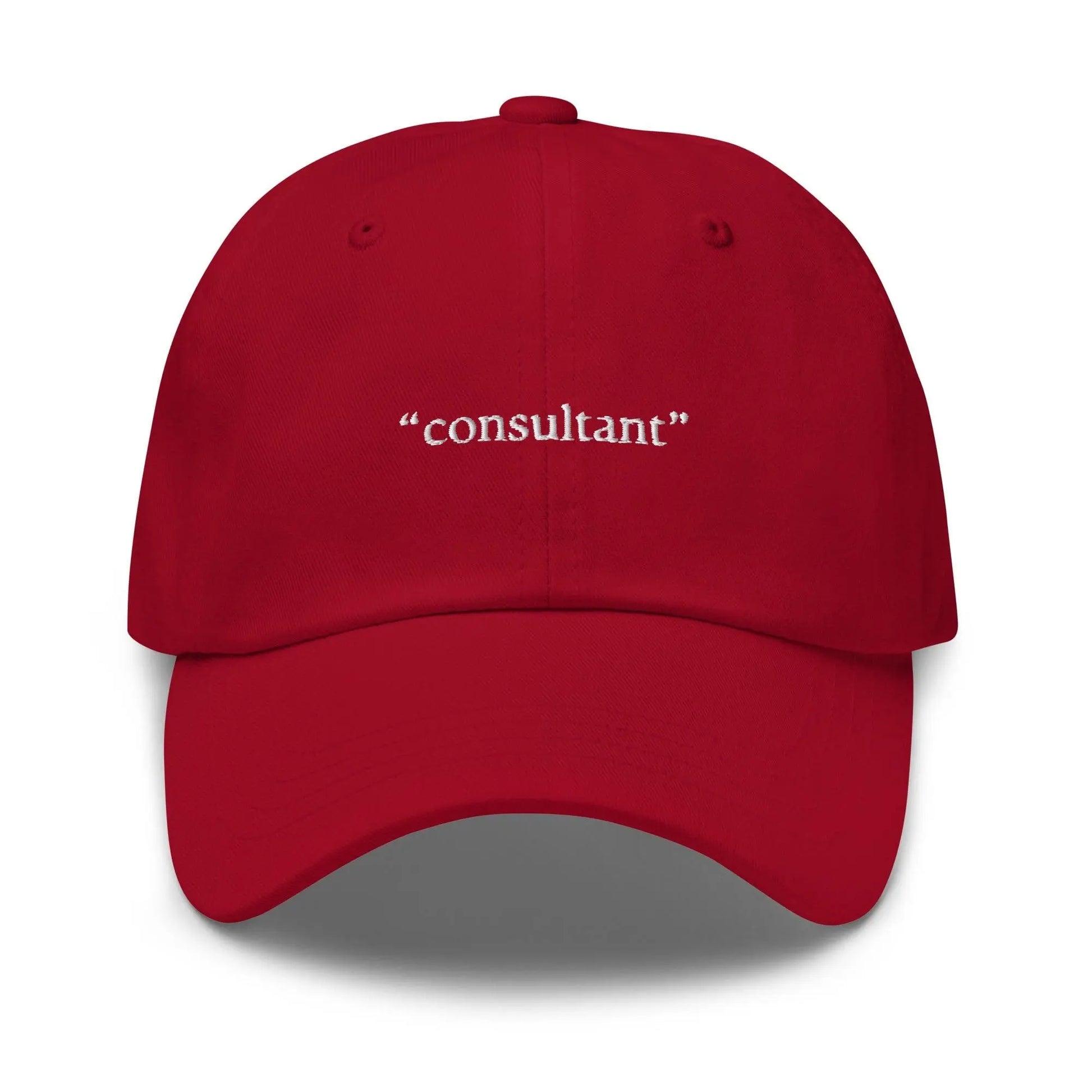 Consultant Hat - Gift for Vague Business Bros and Corporate Girlies - Cotton Embroidered Dad Cap - Multiple Colors