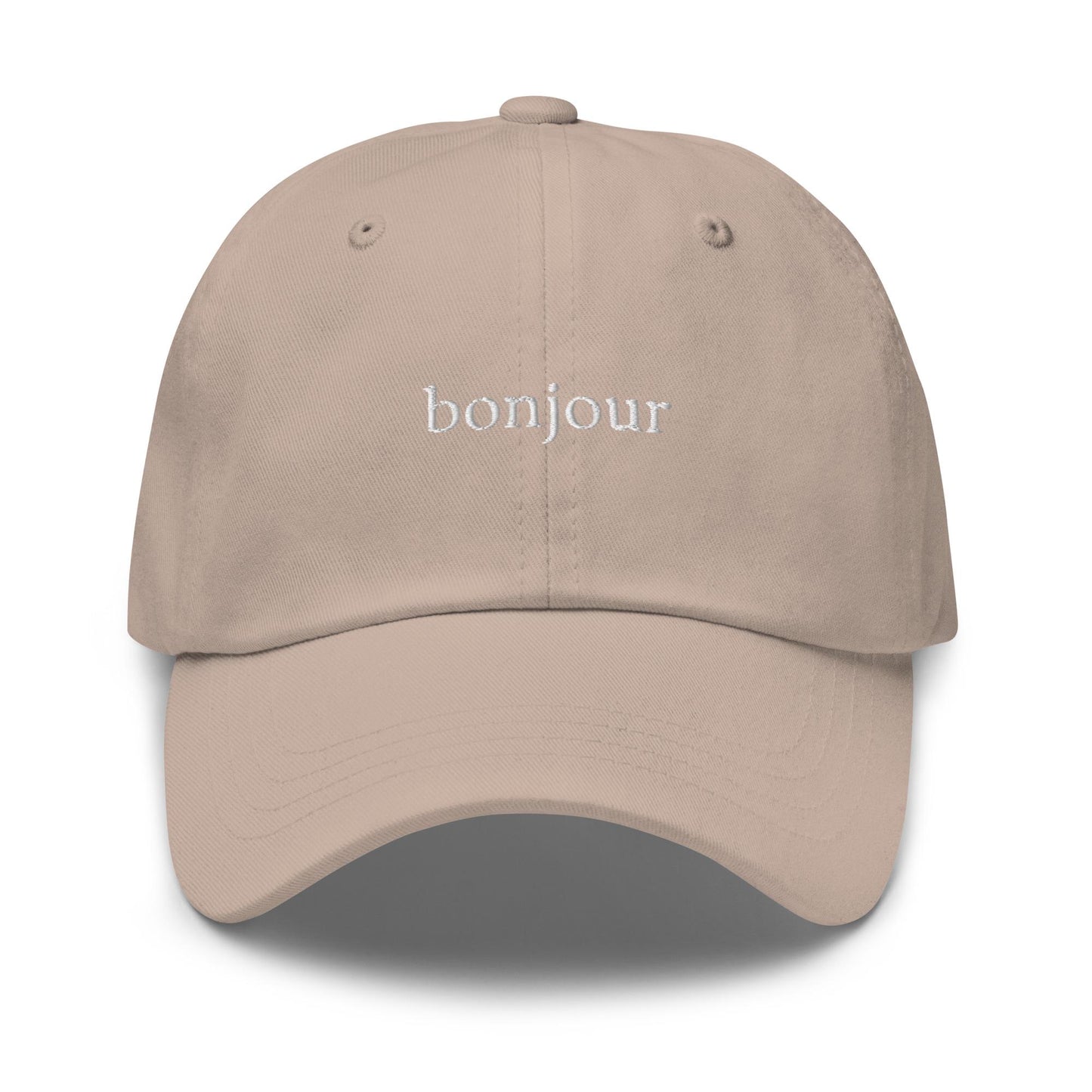 Bonjour Hat - Gift for French Speakers and Lovers - Cotton Embroidered Dad Cap