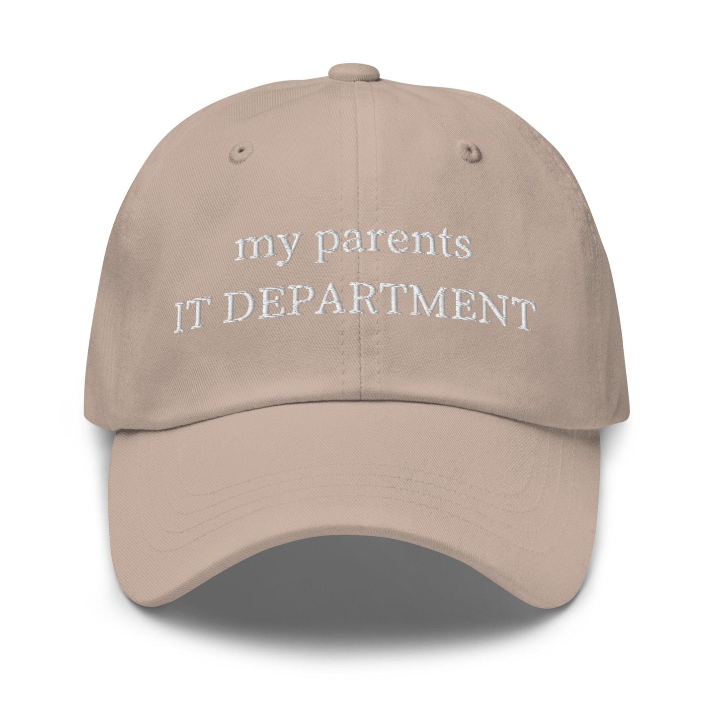 IT Department Hat - Funny Gift For Son or Daughter - Cotton Embroidered Dad Fit - Multiple Colors