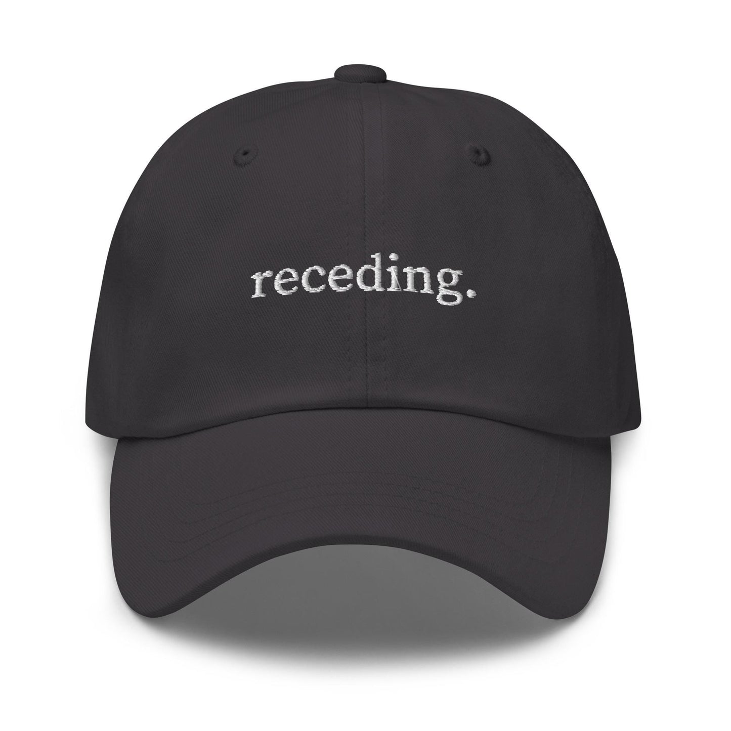 Receding Hat - Funny Bald Humor Cap - Embroidered Dad Hat - Hair Loss Gift