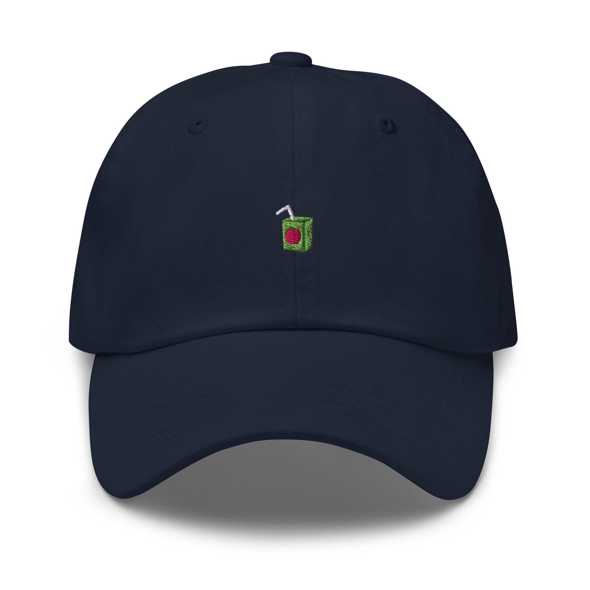 Juice Box Hat – Tiny Embroidered Juice Box Dad Cap, Funny Nostalgic 90s Vibe Hat for Adults