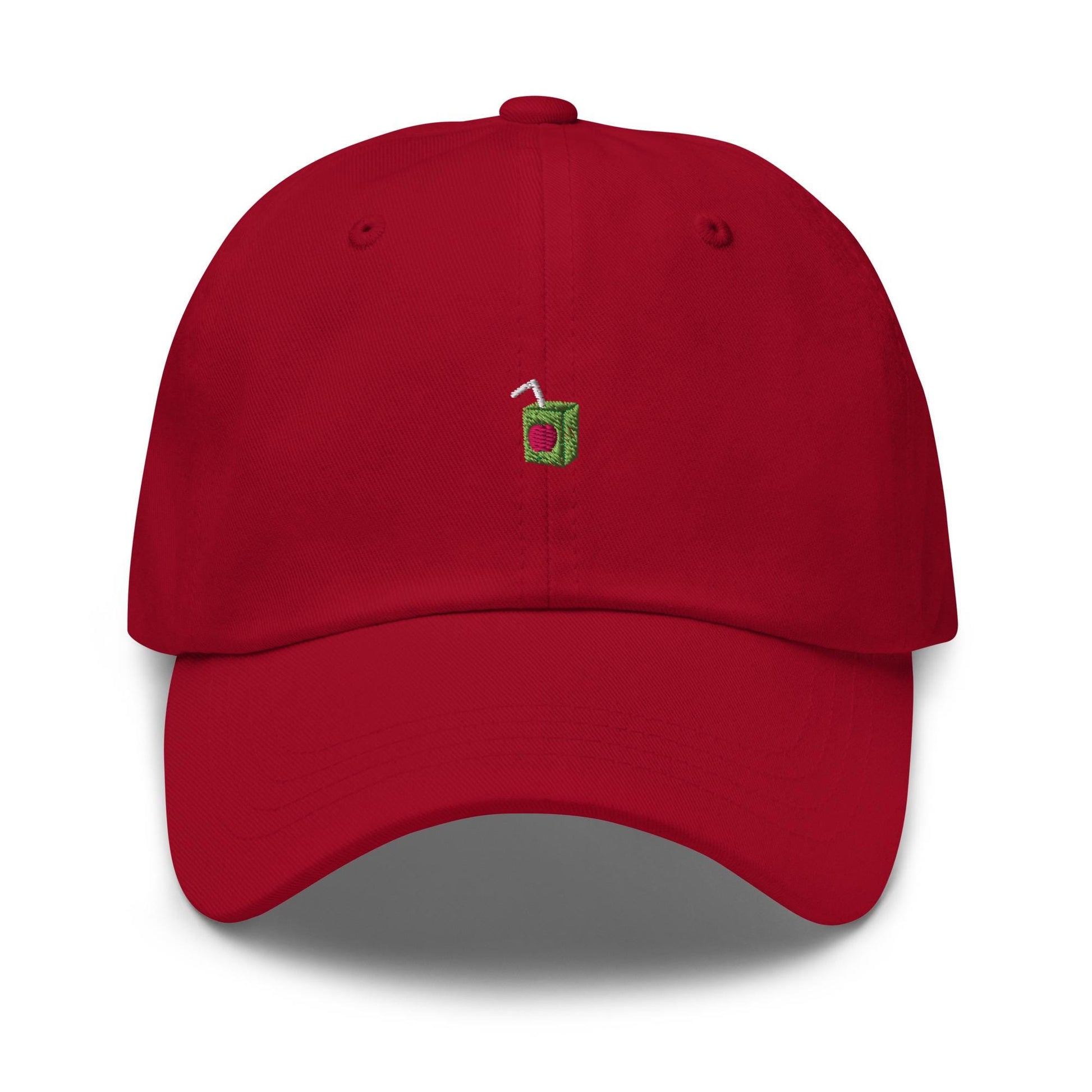 Juice Box Hat – Tiny Embroidered Juice Box Dad Cap, Funny Nostalgic 90s Vibe Hat for Adults