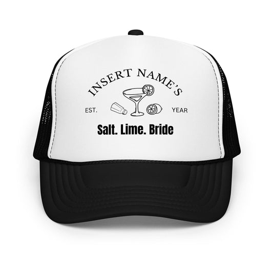 Salt Lime Bride Trucker Hat – Custom DTG Foam Hat for Bachelorette Party, Margarita Girls, Bride Crew Hat