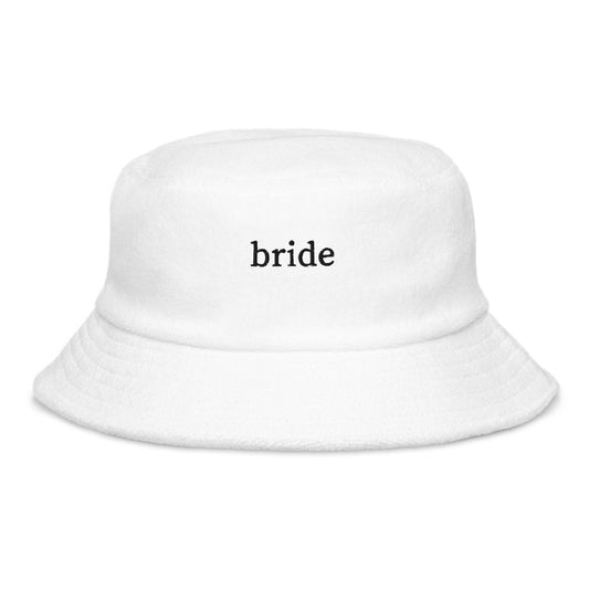 Bride Bucket Hat – Embroidered Terry Cloth Bachelorette Hat for Pool, Beach, Spa & Wedding Weekend