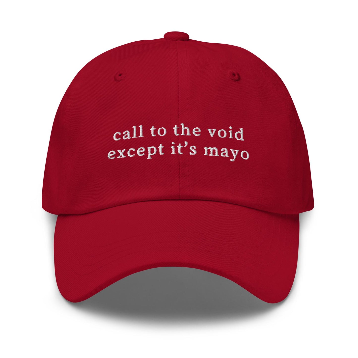 Call to the Void (Except It’s Mayo) Hat - Embroidered Condiment Chaos Cap - Ironic Foodie Gift - Sad Snackcore Style