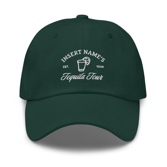 Custom Tequila Tour Hat - Personalized Bachelorette Party Hat - Embroidered Bride Trip Cap with Name and Year