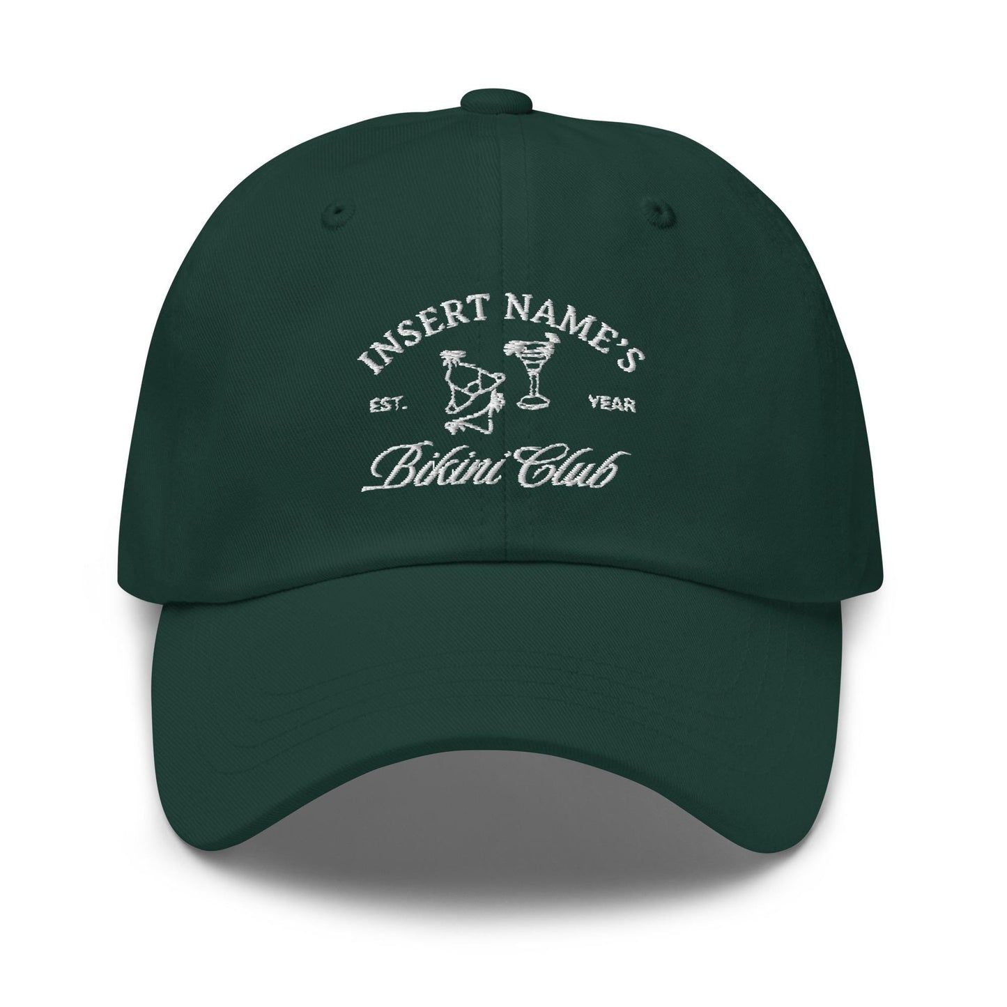 Custom Bikini Club Hat - Personalized Bachelorette Pool Party Hat - Embroidered Bride Gift with Name and Year