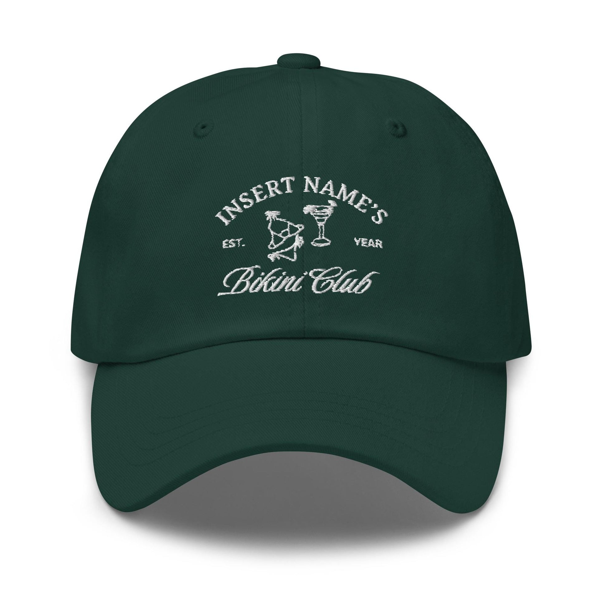 Custom Bikini Club Hat - Personalized Bachelorette Pool Party Hat - Embroidered Bride Gift with Name and Year