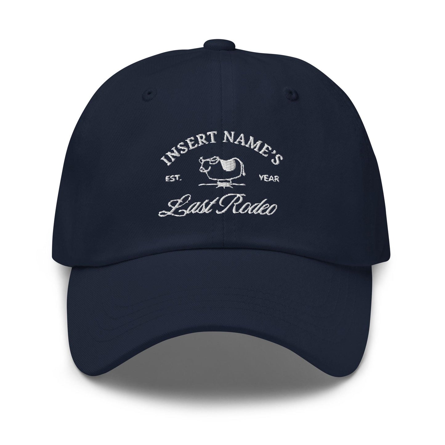 Custom Last Rodeo Hat - Personalized Bachelorette Hat with Mechanical Bull Icon - Embroidered Western Bride Cap