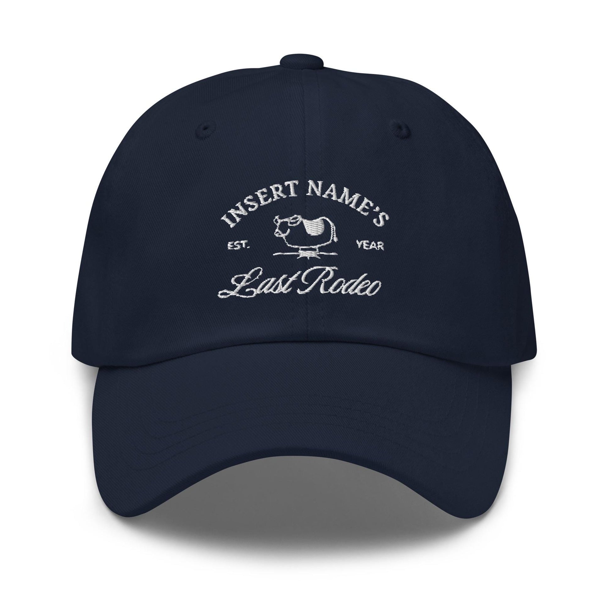 Custom Last Rodeo Hat - Personalized Bachelorette Hat with Mechanical Bull Icon - Embroidered Western Bride Cap